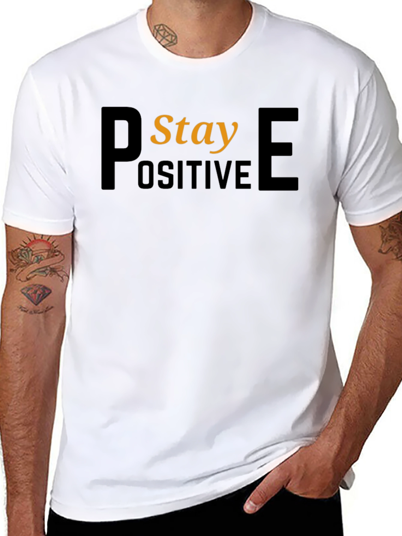 Stay Positive Black Graphic T-Shirt