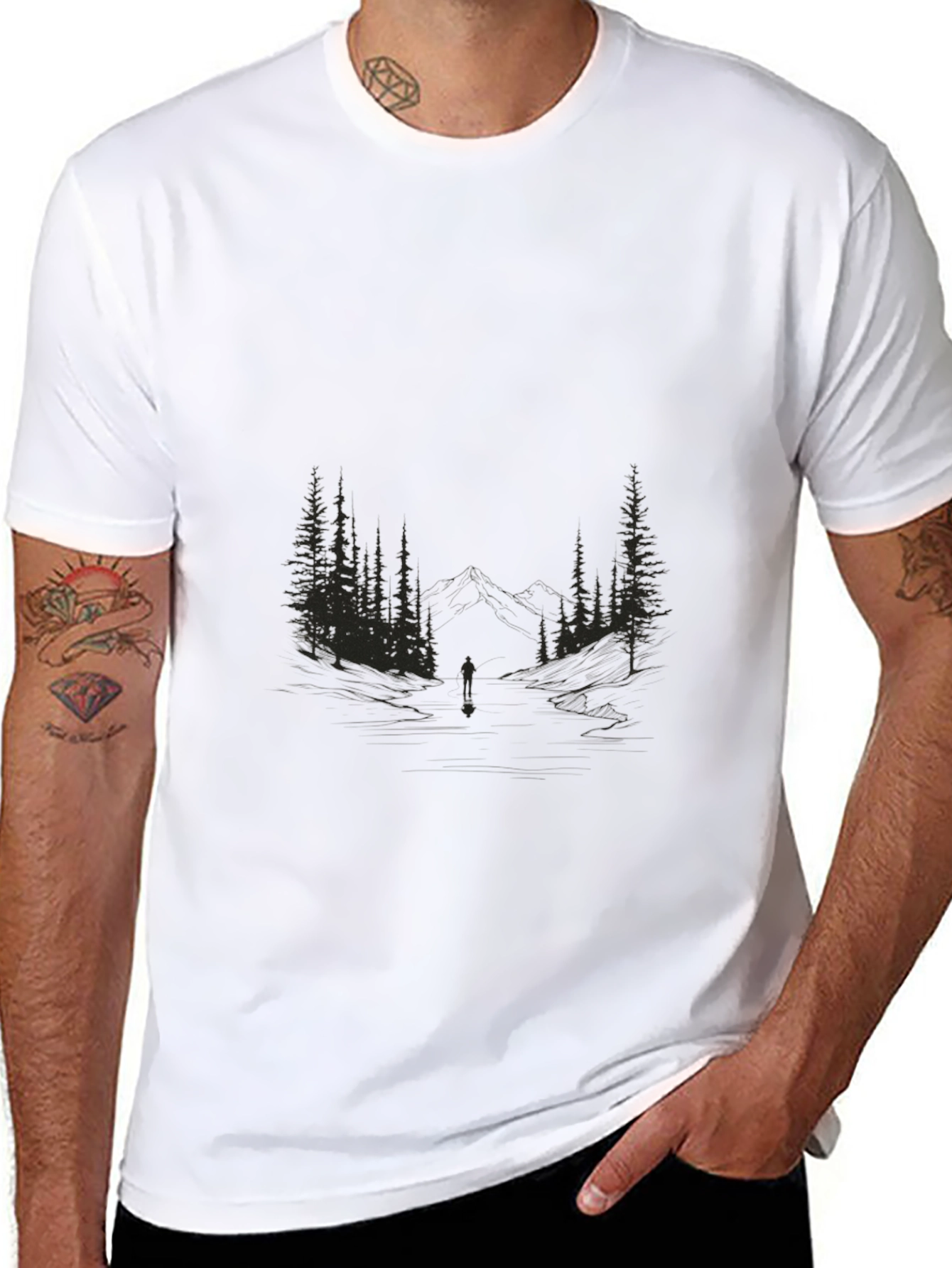 Nature Scene Black T-Shirt