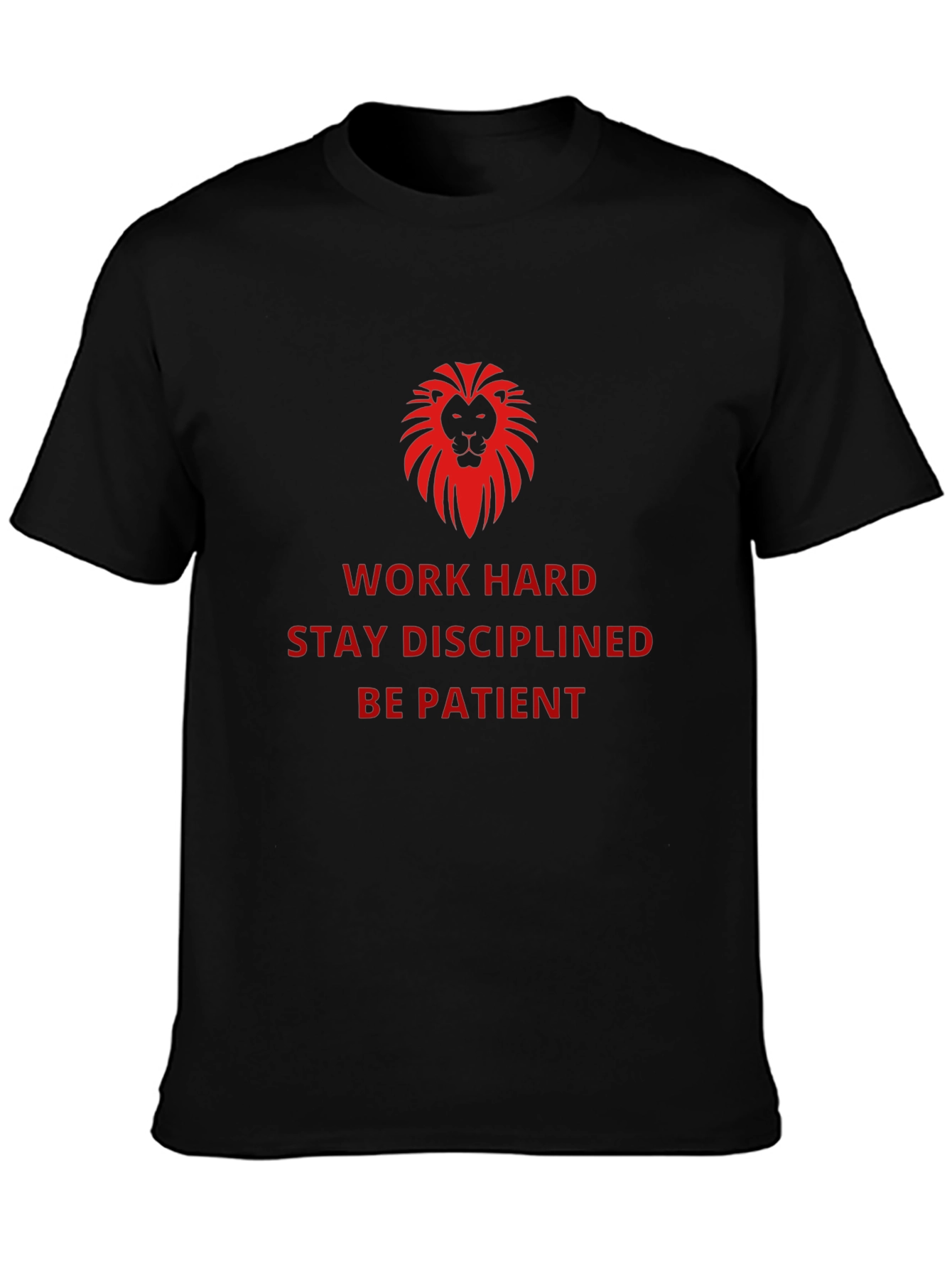 Motivational Lion Graphic Black T-Shirt