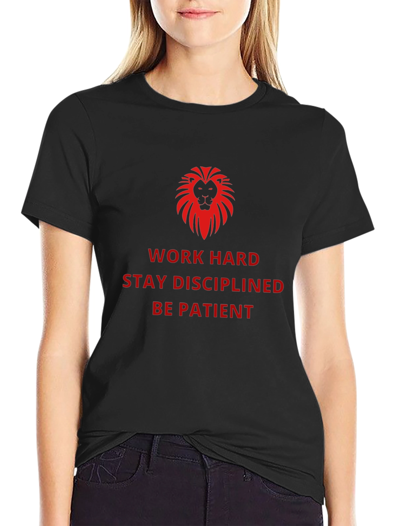 Motivational Lion Graphic Black T-Shirt