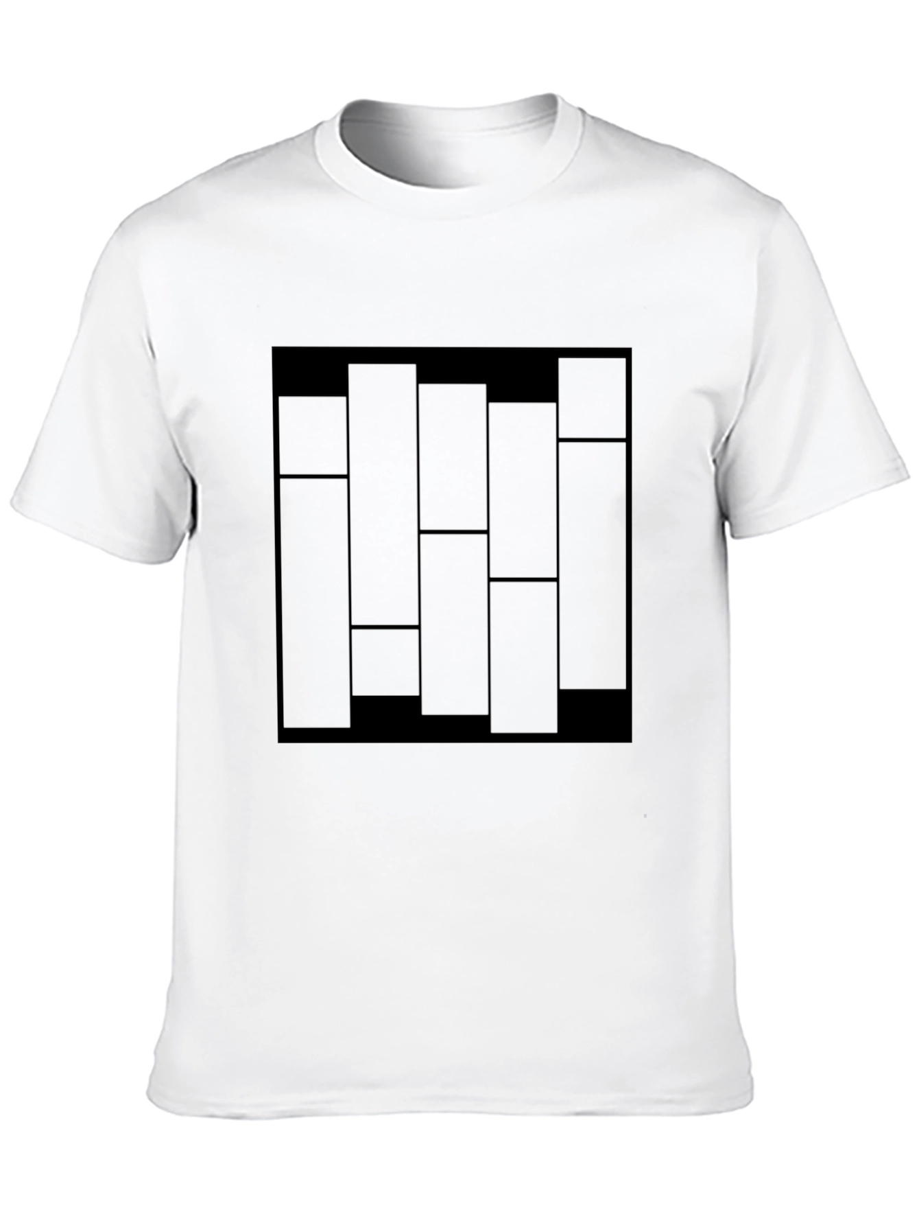 Modern Geometric Block Print Black T-Shirt
