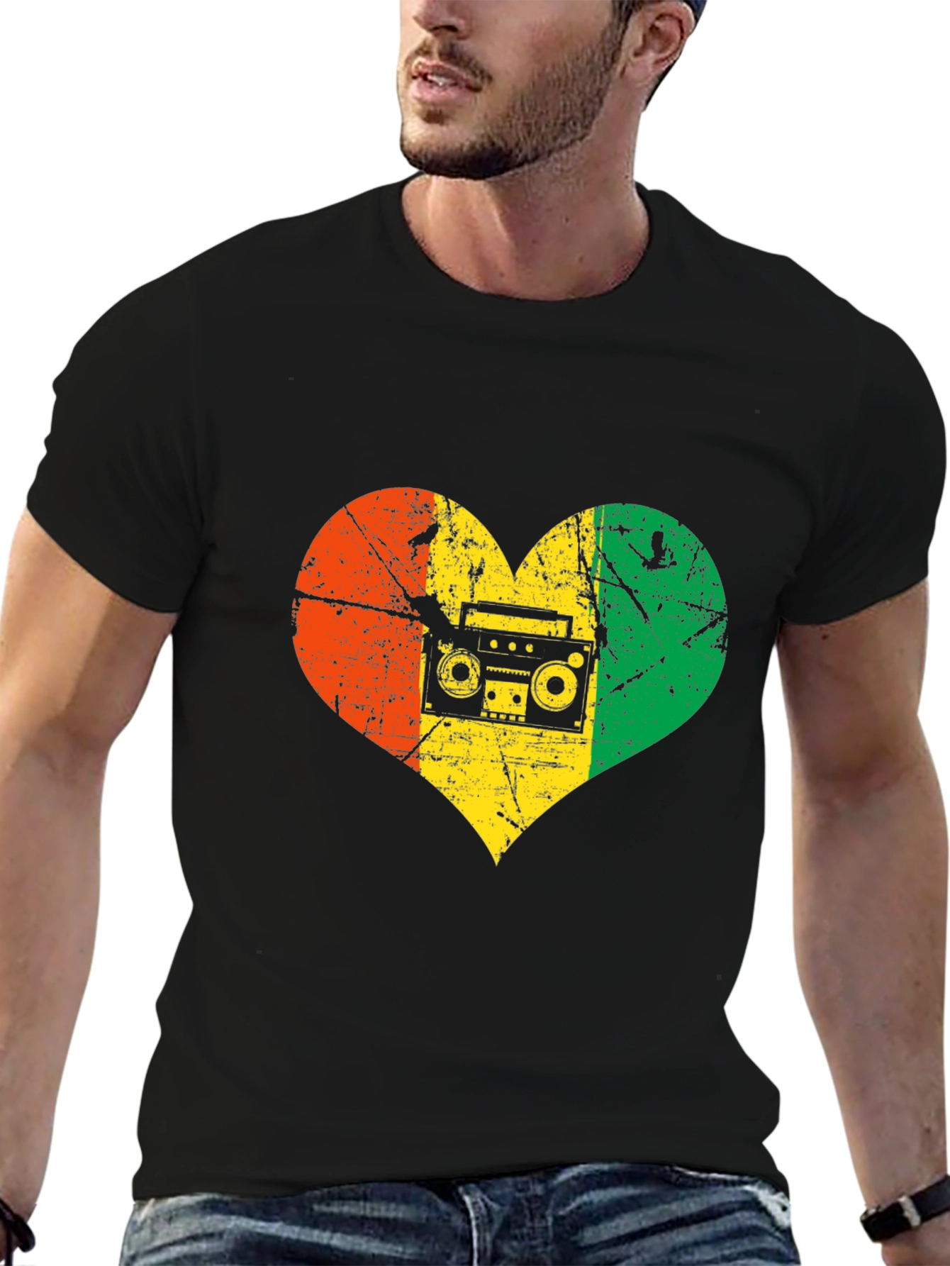 Reggae Heart Boombox Graphic T-Shirt