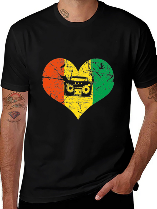 Reggae Heart Boombox Graphic T-Shirt