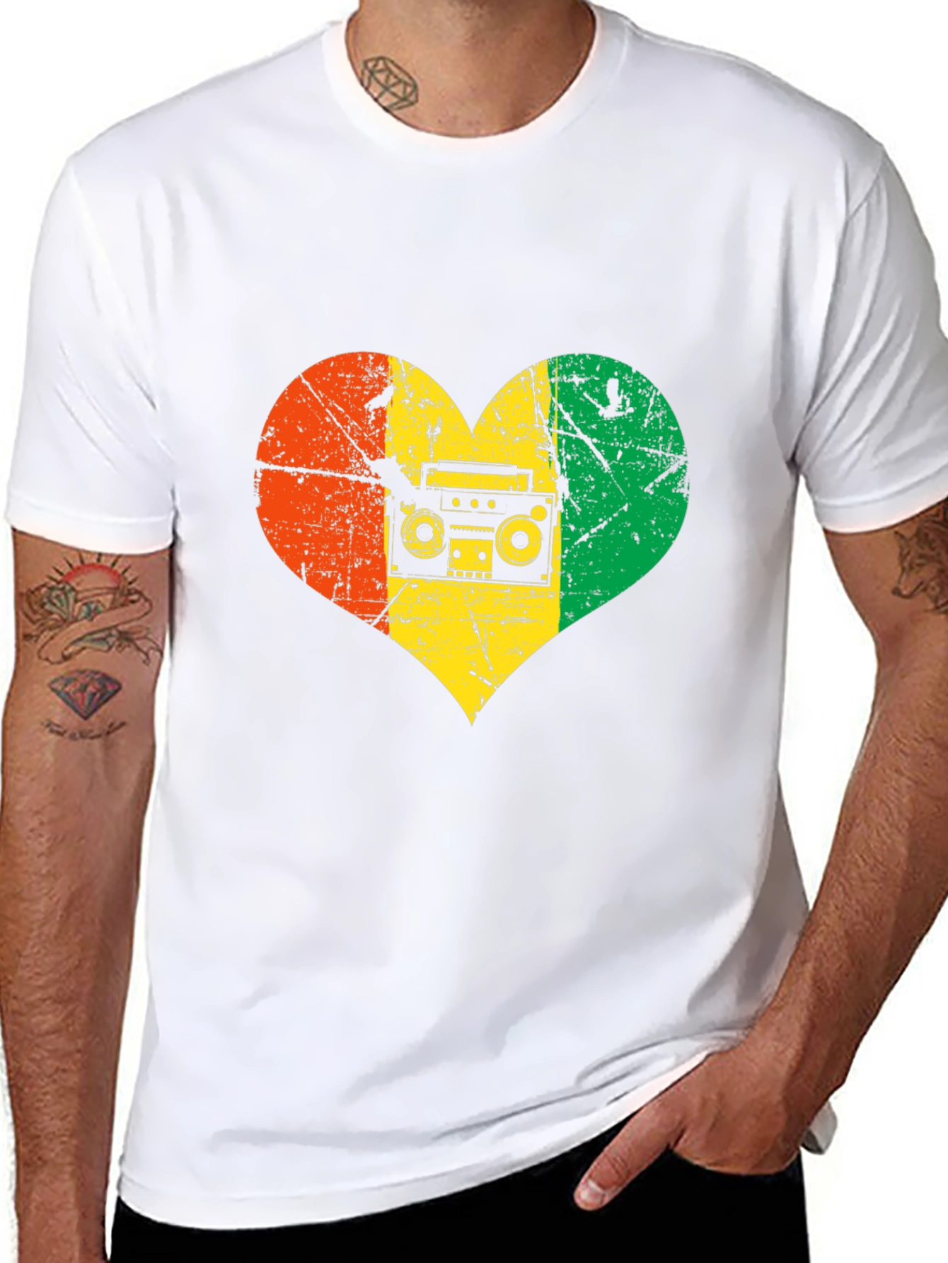 Reggae Heart Boombox Graphic T-Shirt