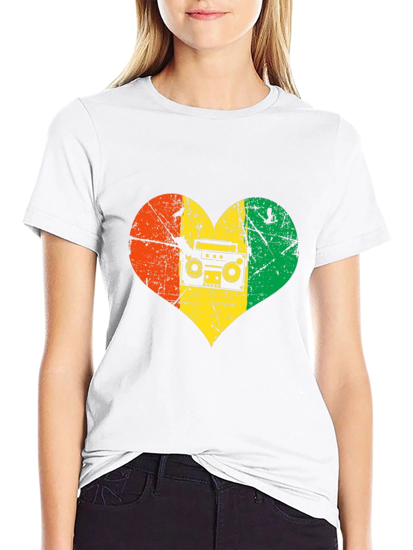 Reggae Heart Boombox Graphic T-Shirt