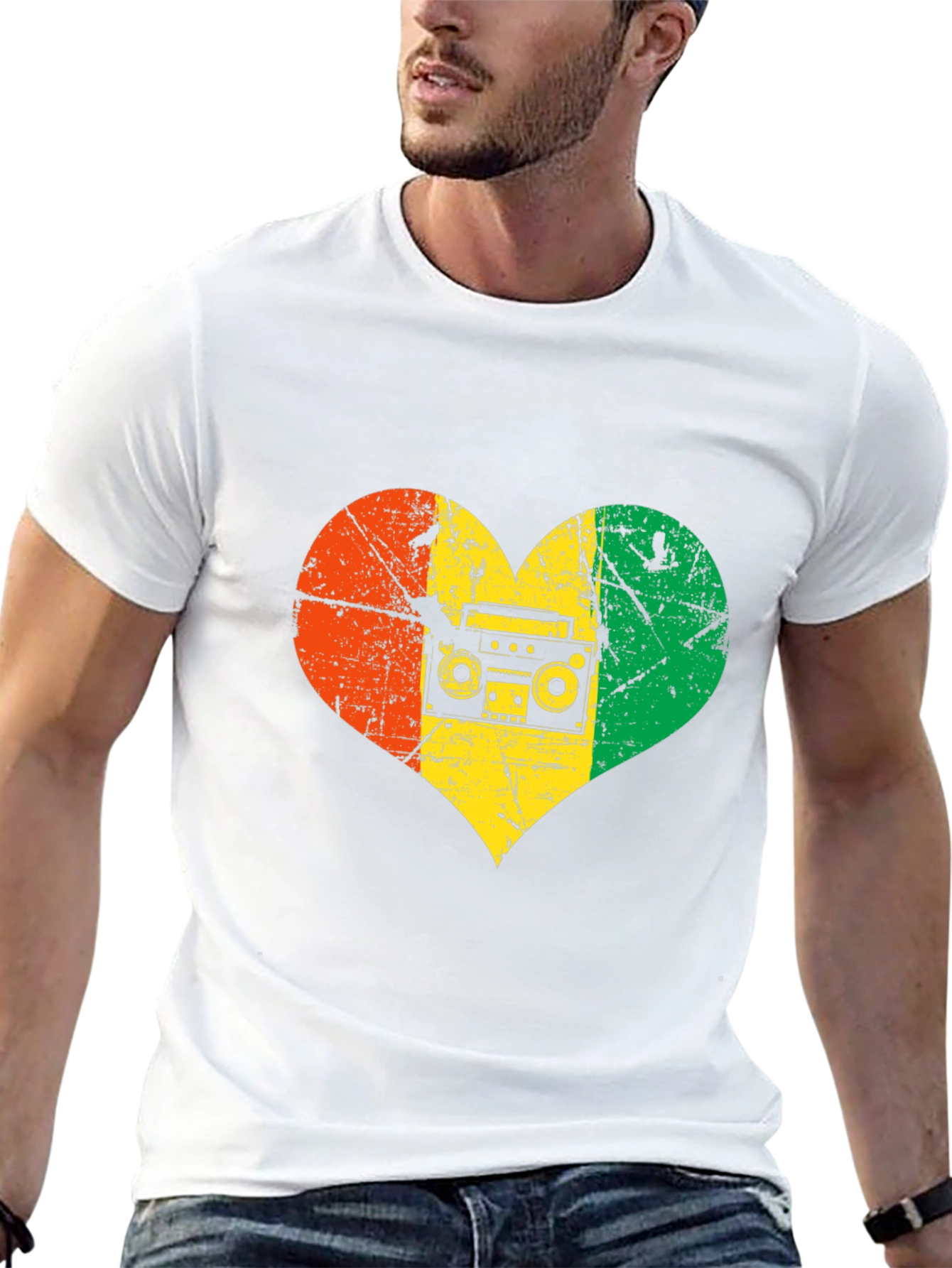 Reggae Heart Boombox Graphic T-Shirt