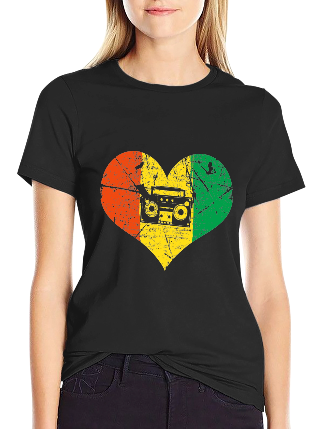 Reggae Heart Boombox Graphic T-Shirt