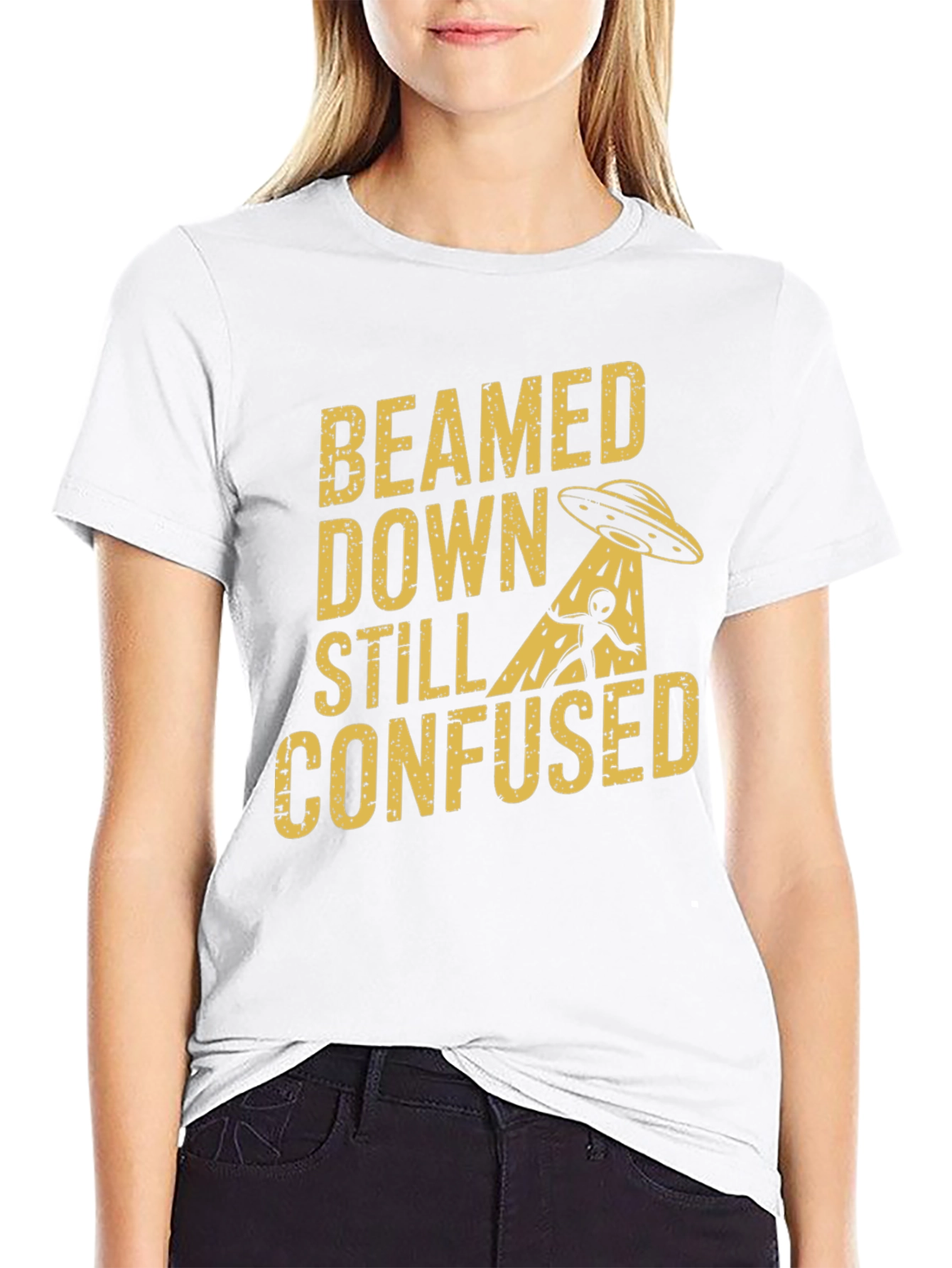 Beamed Down Still Confused Graphic T-Shirt - Black