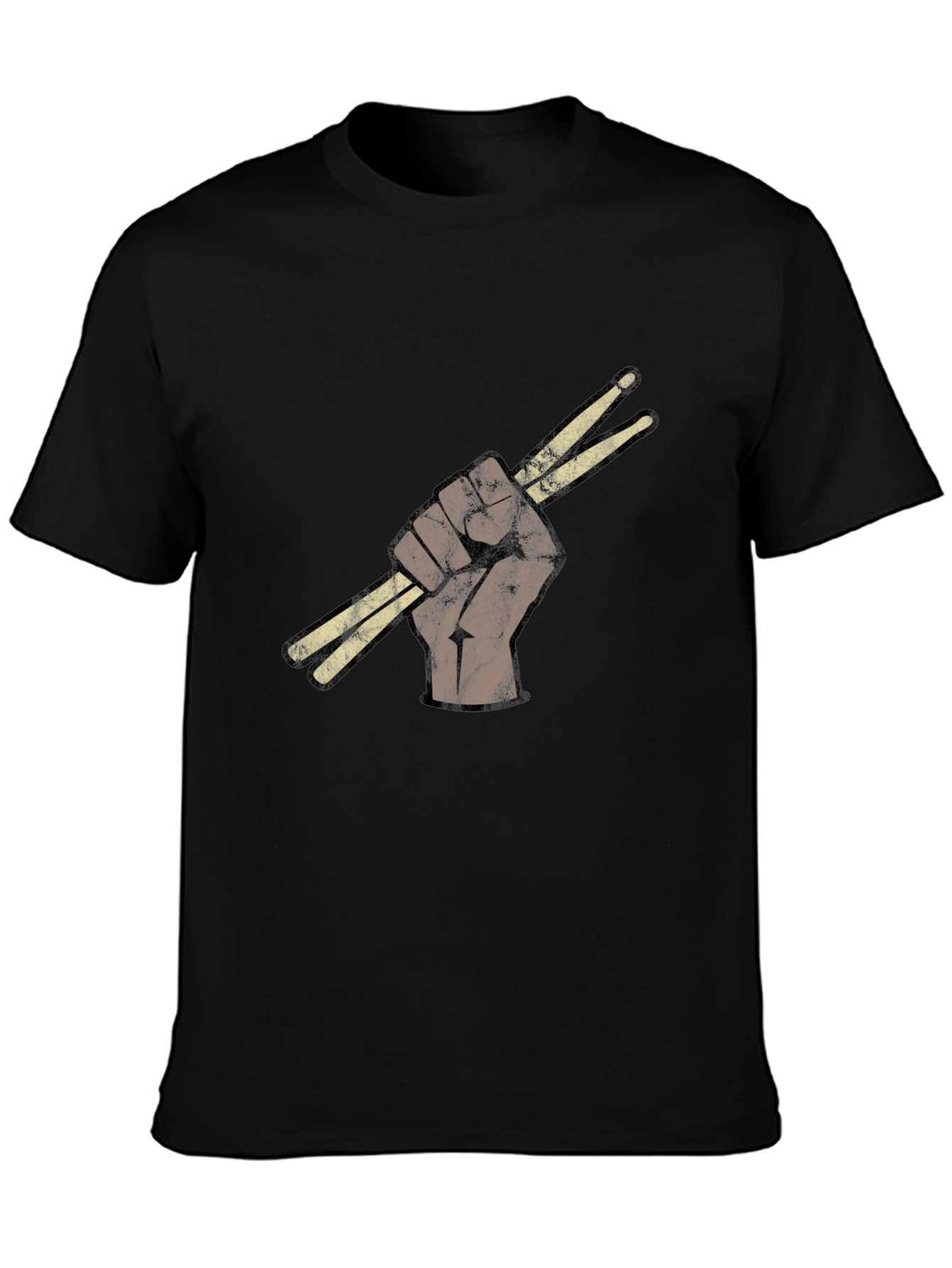 Drummers Fist T-Shirt - Black Crew Neck Tee