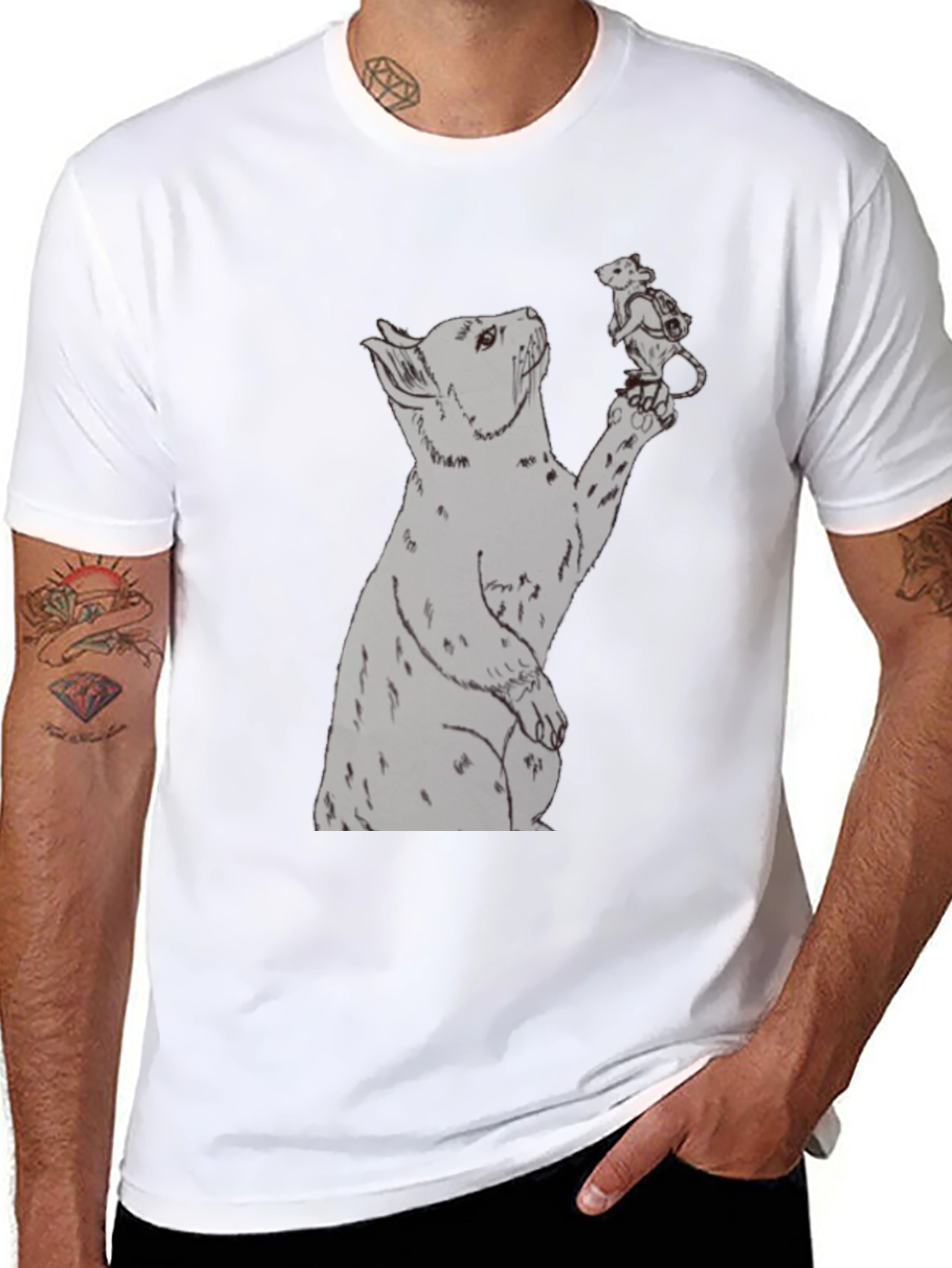 Bear and Mouse Graphic T-Shirt