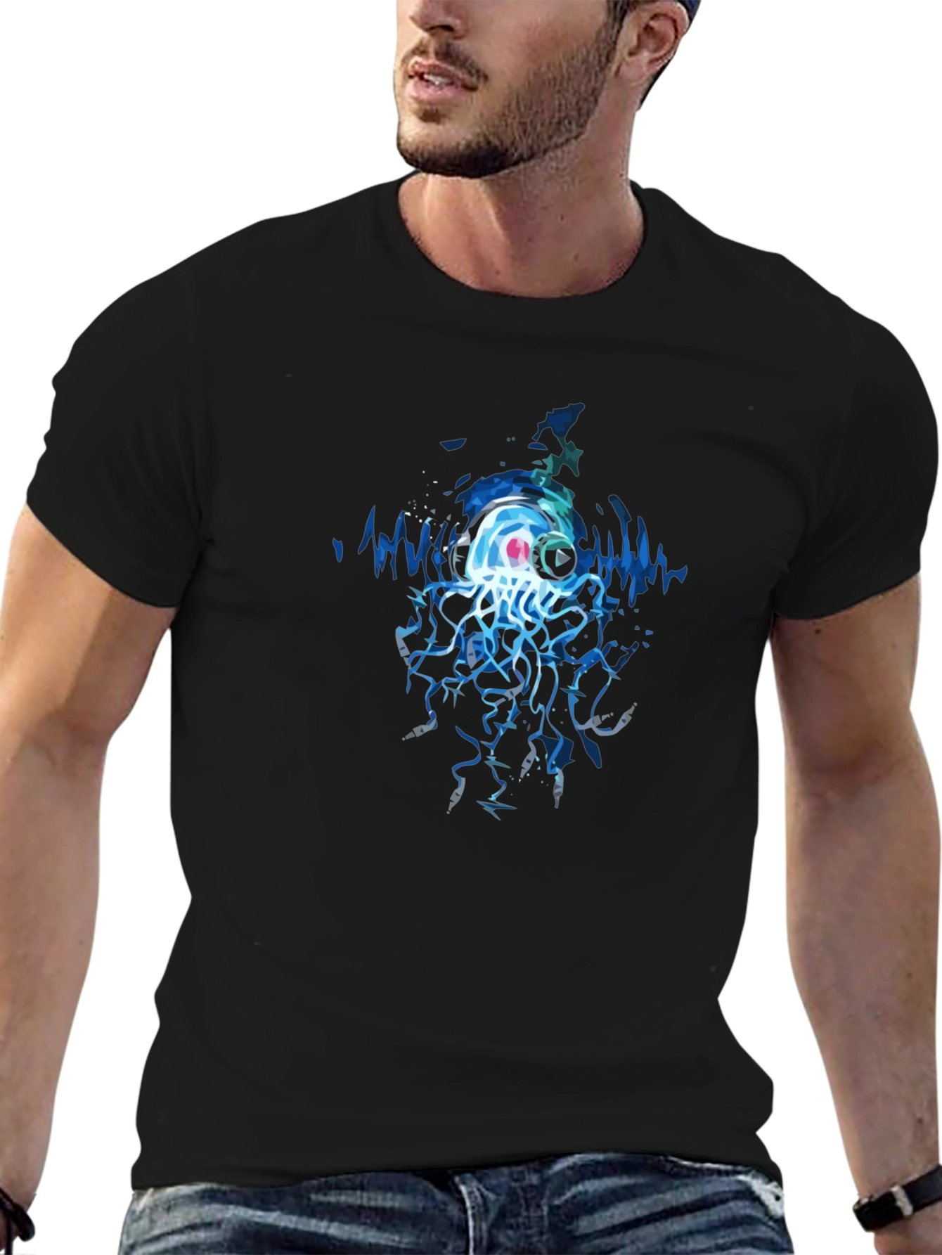 Jellyfish DJ Graphic Tee - Cool Black T-Shirt