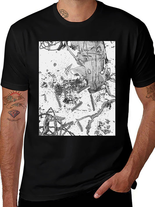 Abstract Graphic Print Black Tee