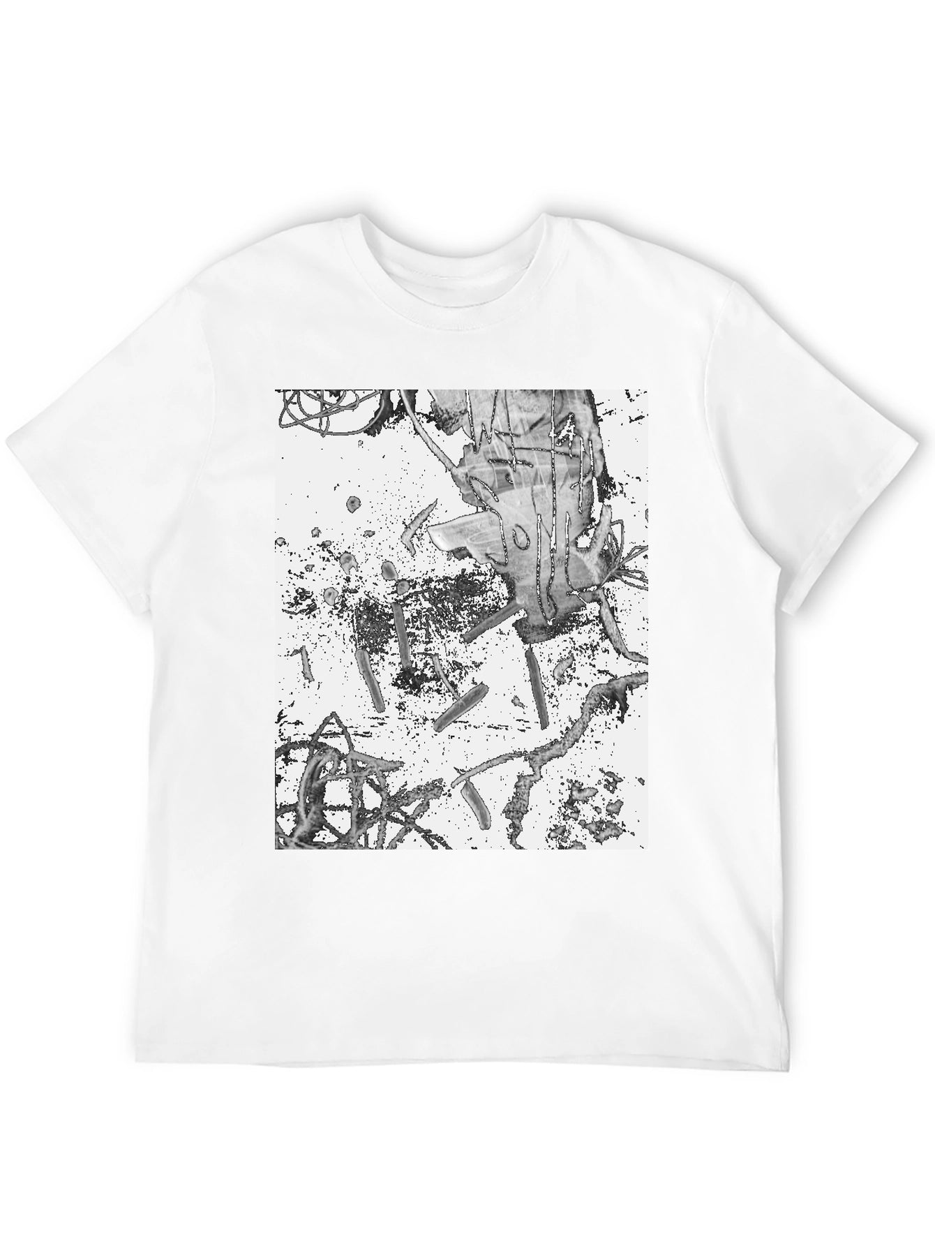 Abstract Graphic Print Black Tee