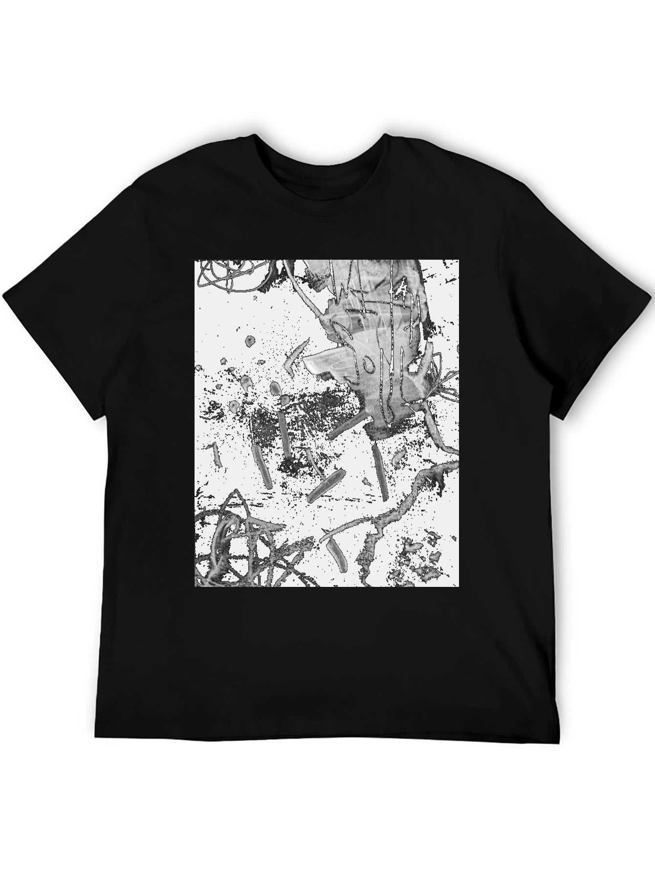Abstract Graphic Print Black Tee
