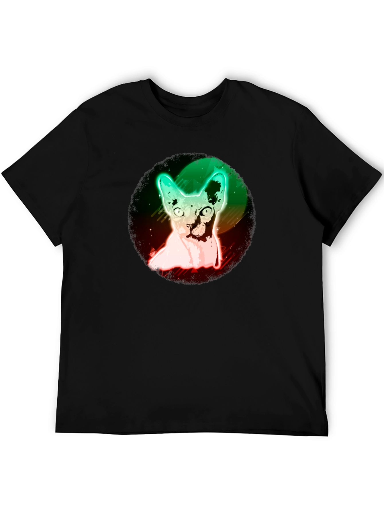 Neon Sphynx Cat Graphic Tee - Unique Design