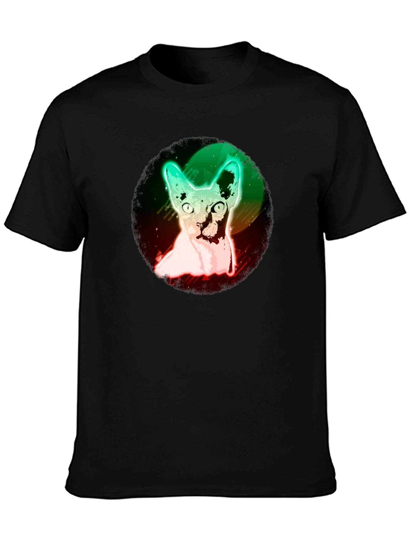 Neon Sphynx Cat Graphic Tee - Unique Design