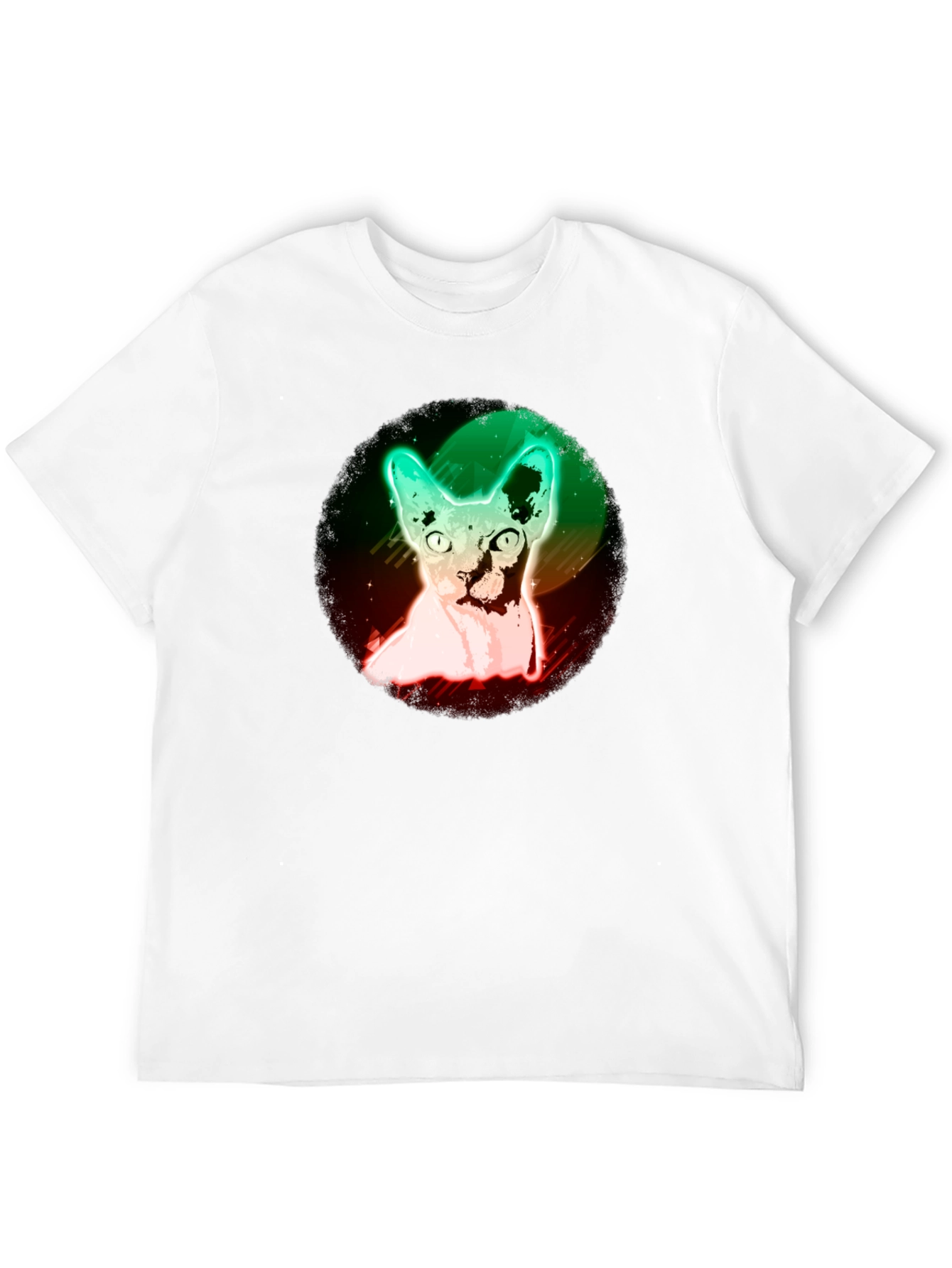 Neon Sphynx Cat Graphic Tee - Unique Design