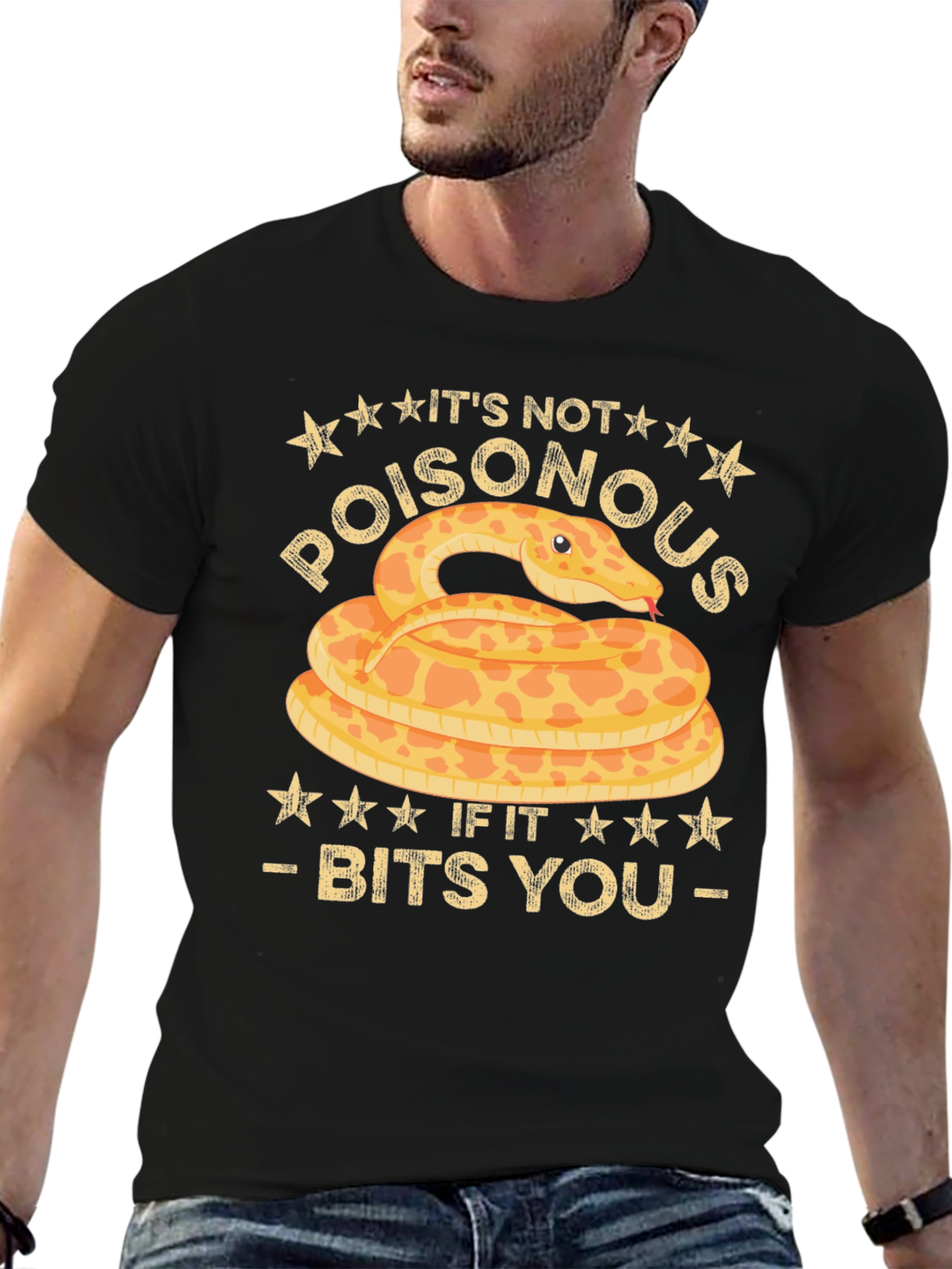Funny Snake Bites T-Shirt - Its Not Poisonous