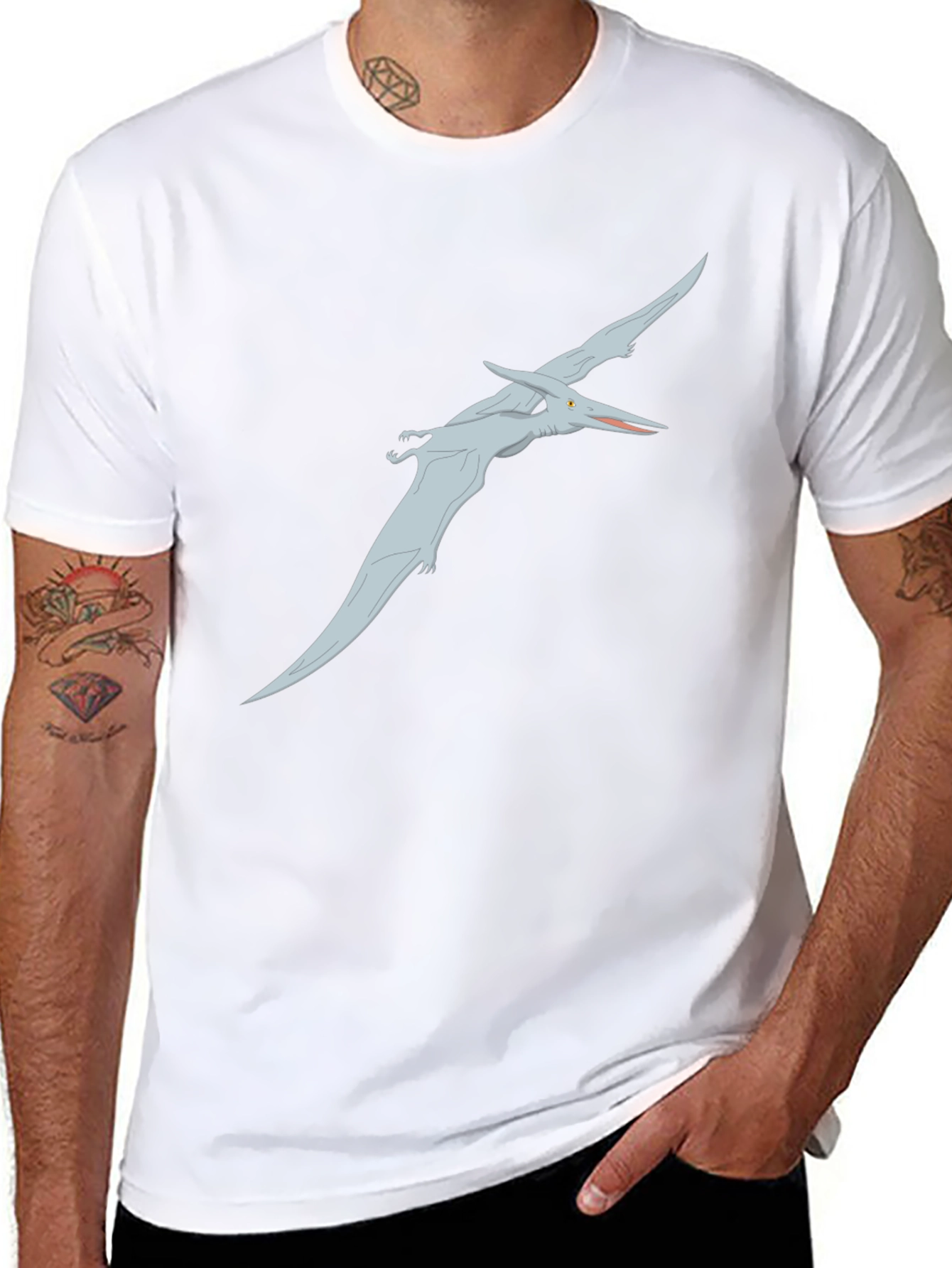 Pterodactyl Graphic Tee - Black Cotton Shirt