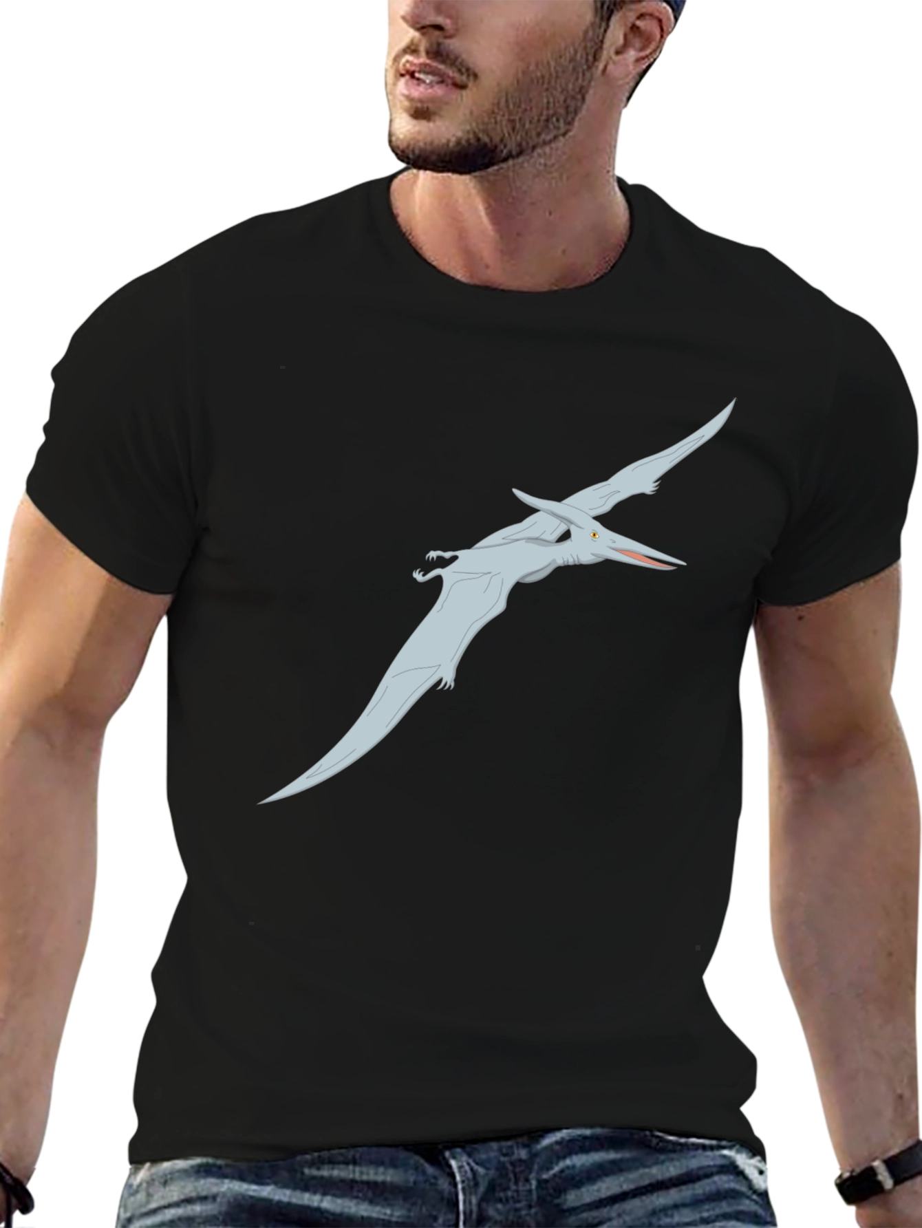 Pterodactyl Graphic Tee - Black Cotton Shirt