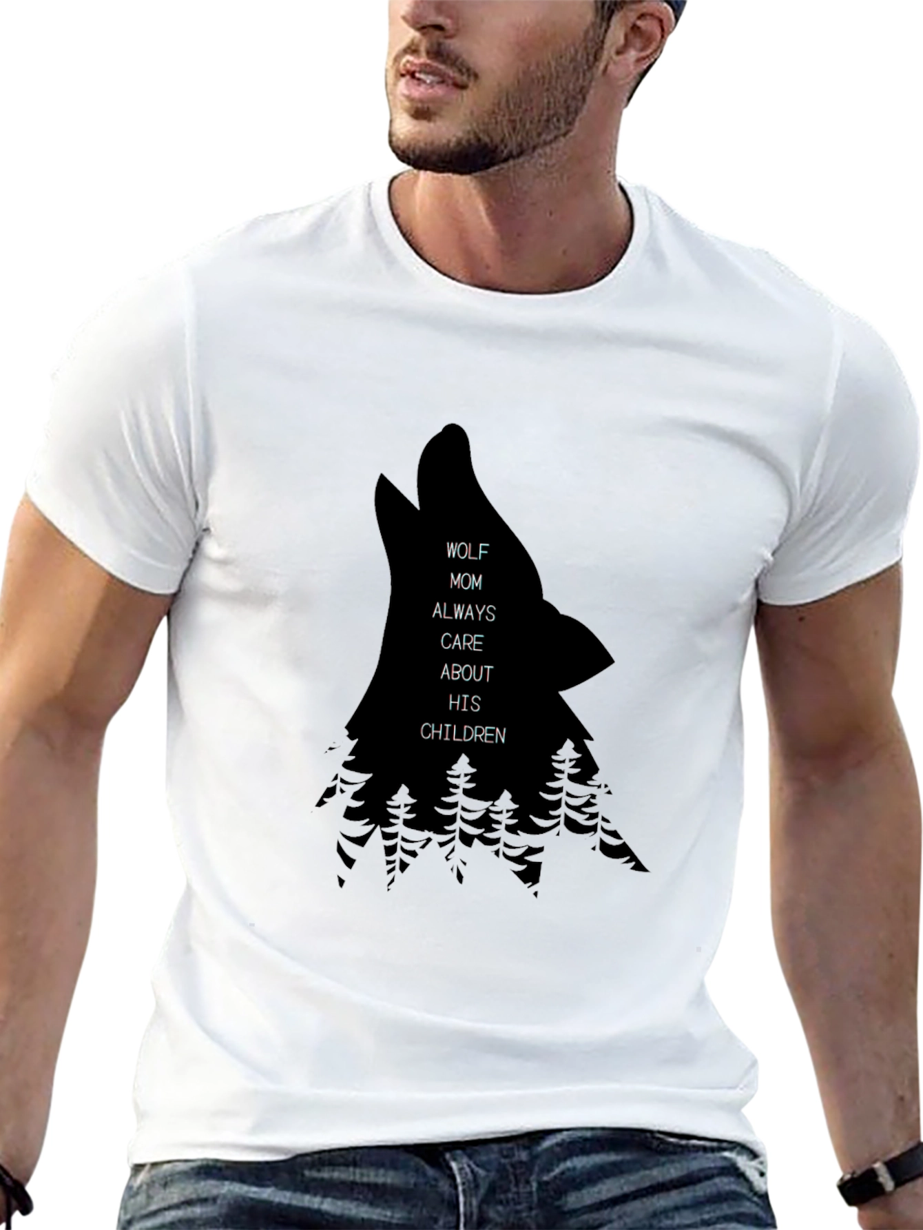 Wolf Mom Graphic Black T-Shirt