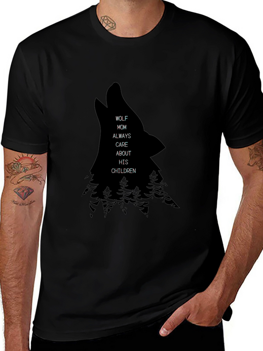 Wolf Mom Graphic Black T-Shirt
