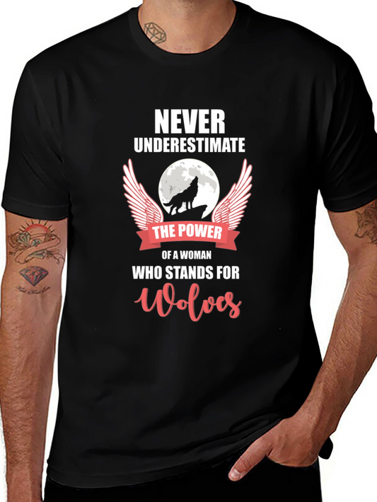 Wolf Power Woman Graphic T-Shirt - Black
