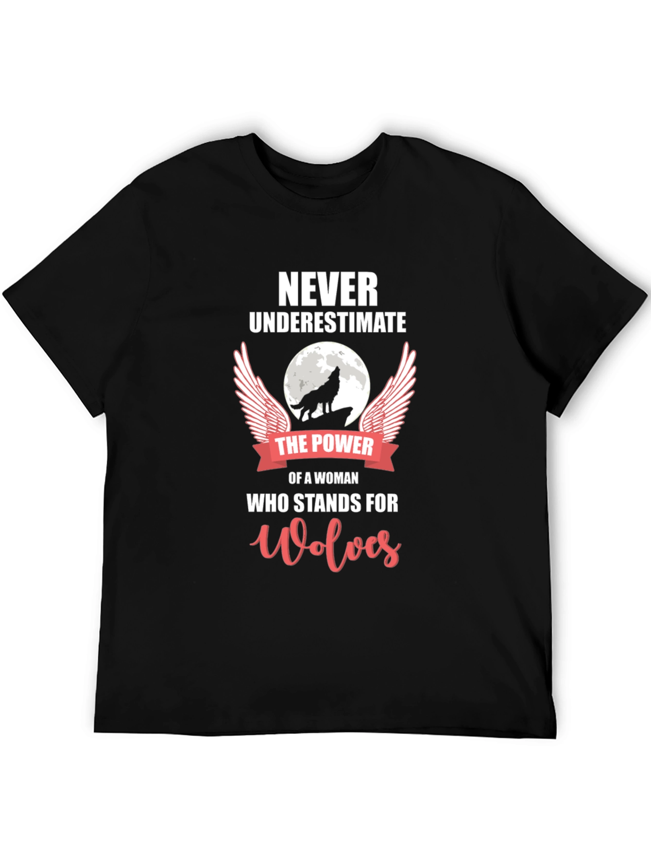 Wolf Power Woman Graphic T-Shirt - Black