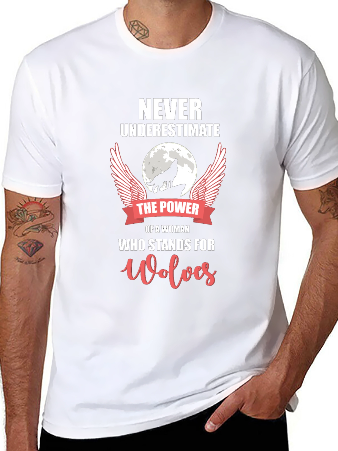 Wolf Power Woman Graphic T-Shirt - Black