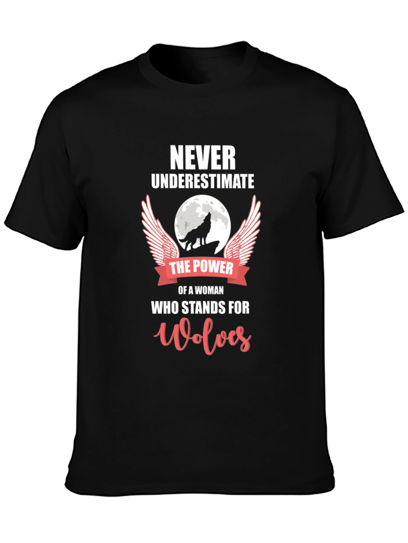 Wolf Power Woman Graphic T-Shirt - Black