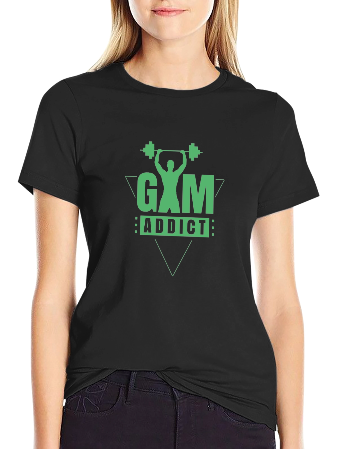 Gym Addict Graphic Tee - Black Cotton Fitness Shirt