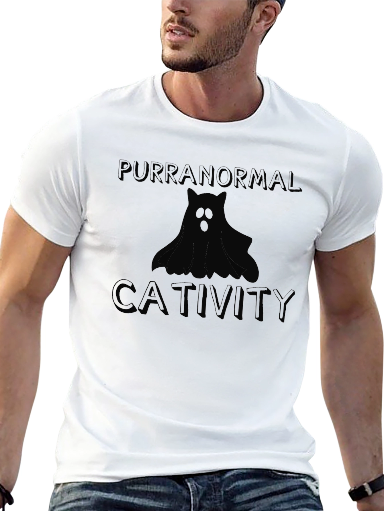 Purranormal Cativity T-Shirt - Spooky Cat Design