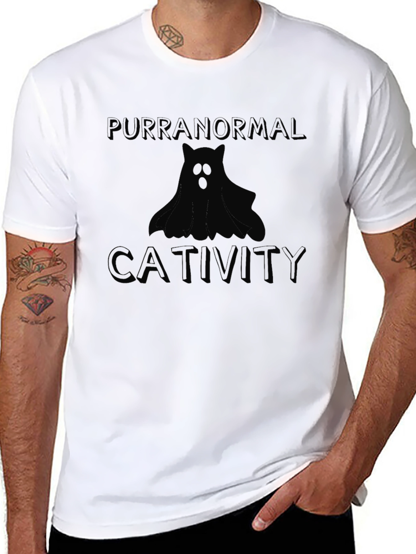 Purranormal Cativity T-Shirt - Spooky Cat Design