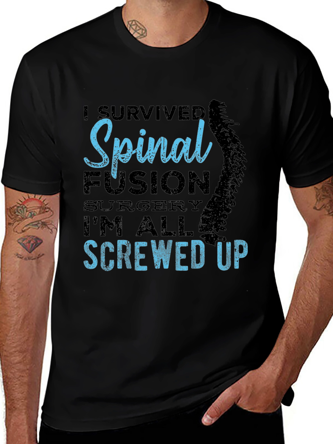 Spinal Fusion Survivor Graphic Tee - Black