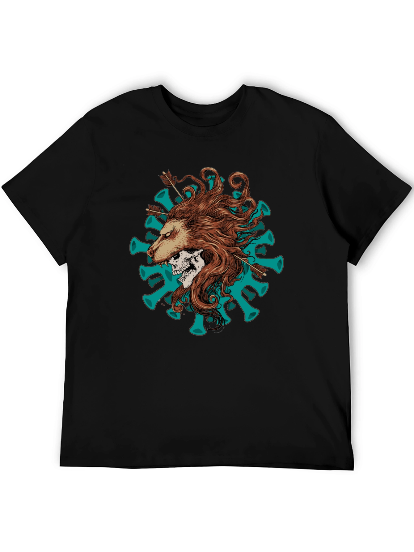 Lion Skull Arrow Black T-Shirt