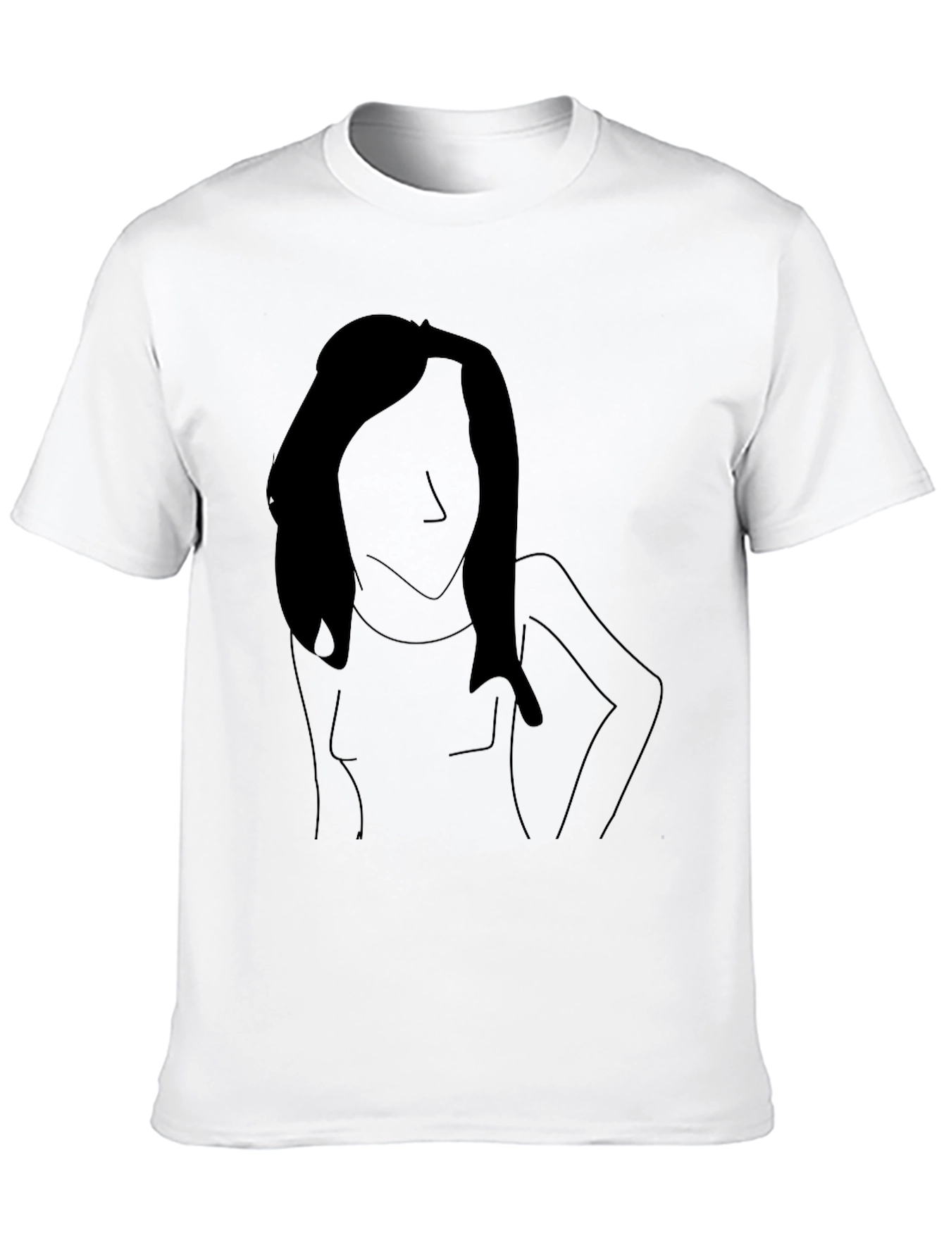 Minimalist Woman Line Art Black T-Shirt