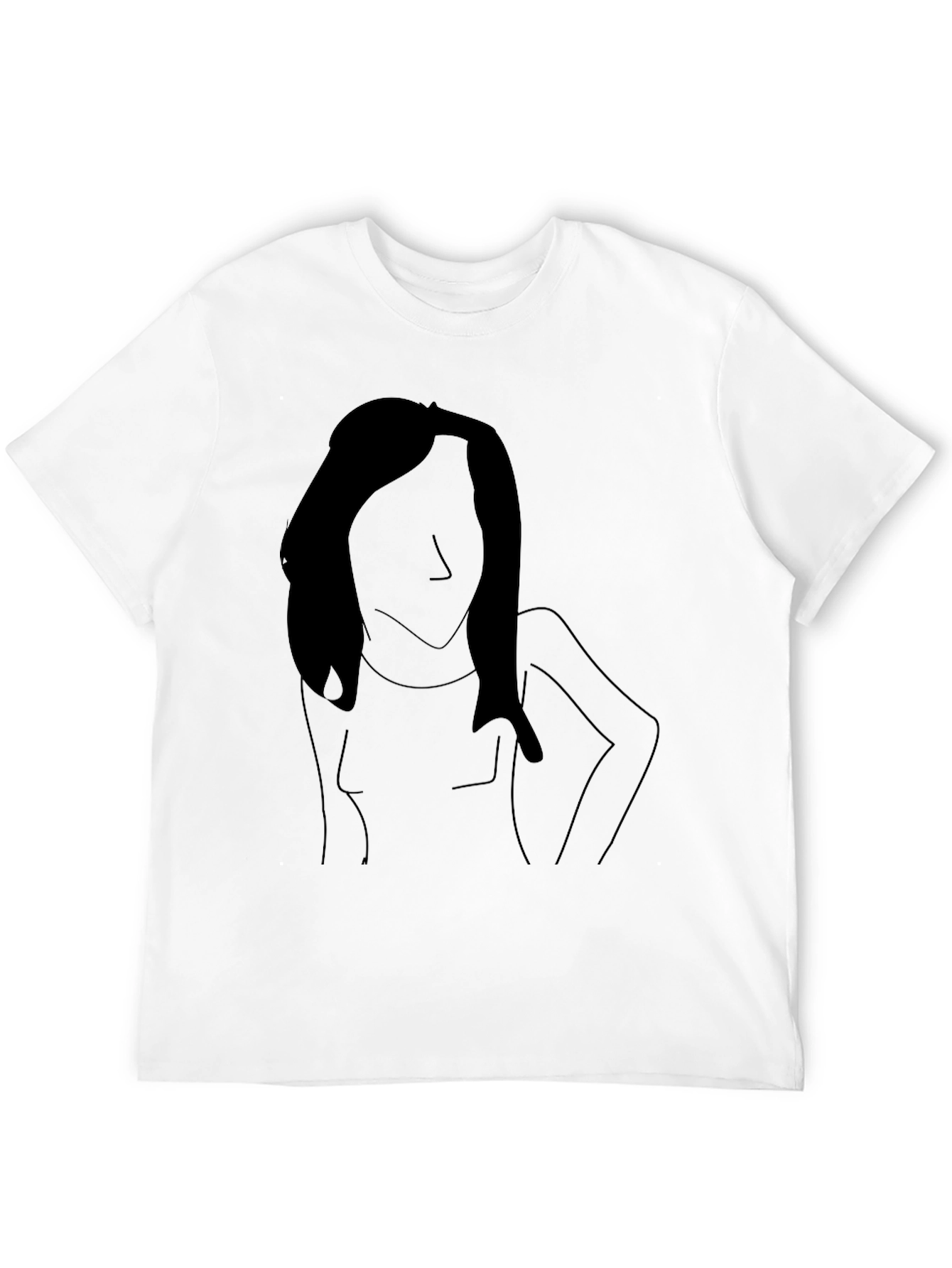 Minimalist Woman Line Art Black T-Shirt