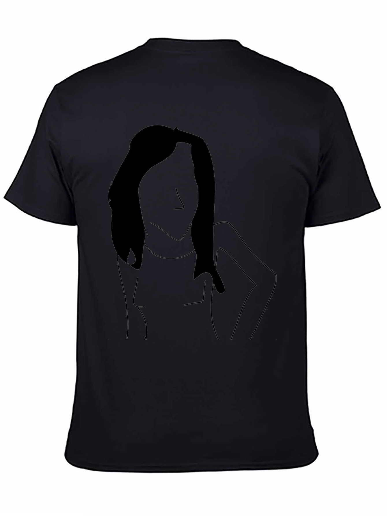 Minimalist Woman Line Art Black T-Shirt
