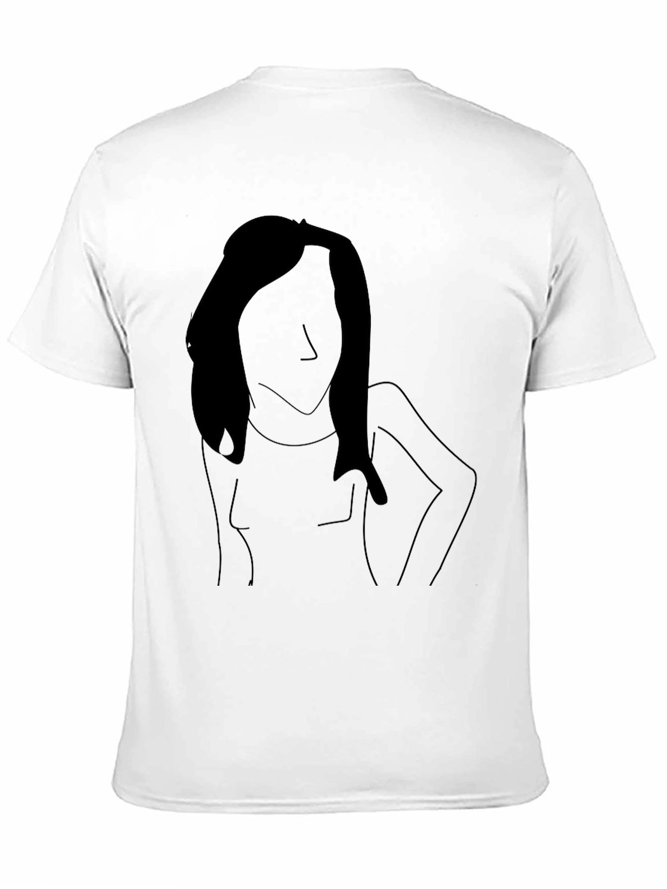 Minimalist Woman Line Art Black T-Shirt