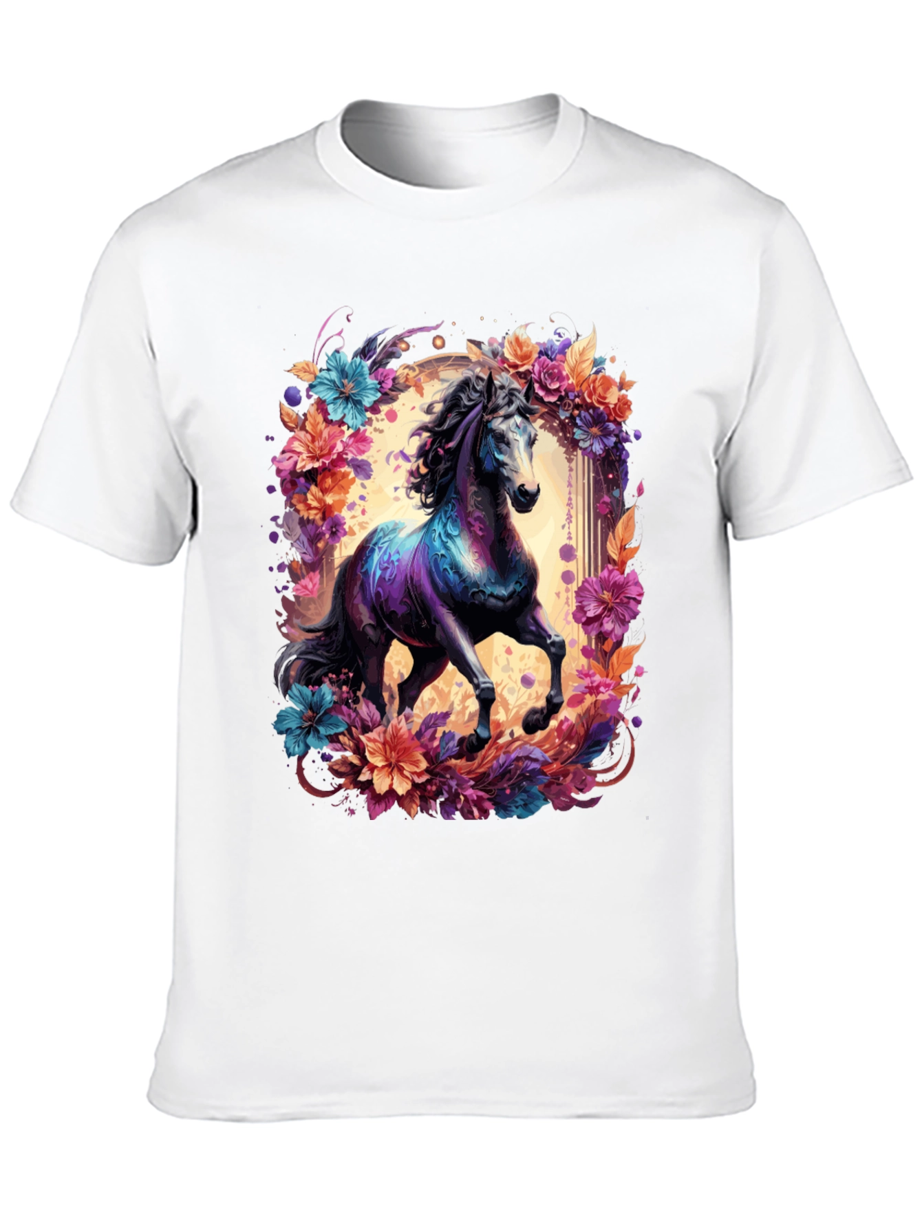 Floral Horse Graphic Tee - Unique Design