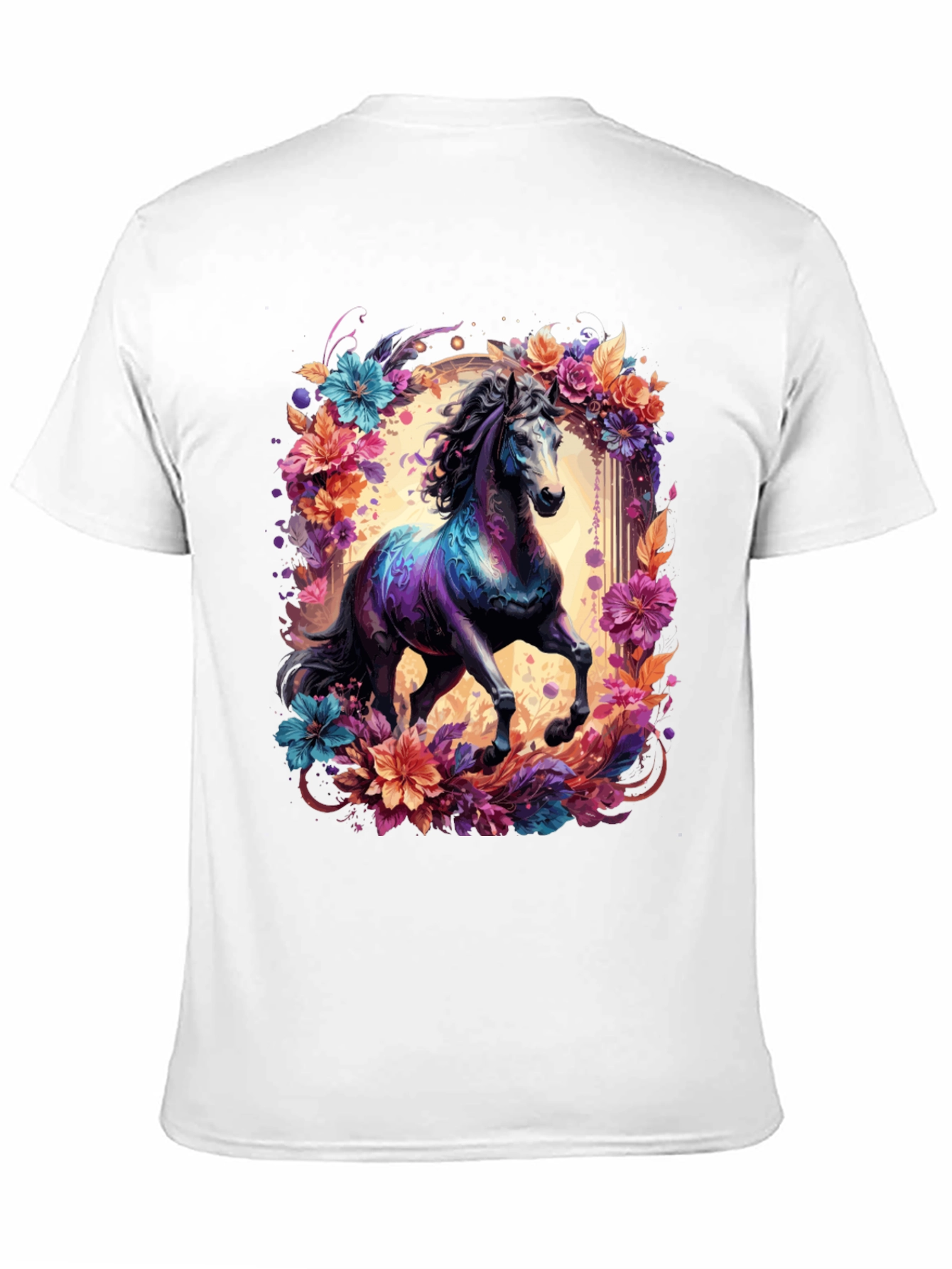 Floral Horse Graphic Tee - Unique Design
