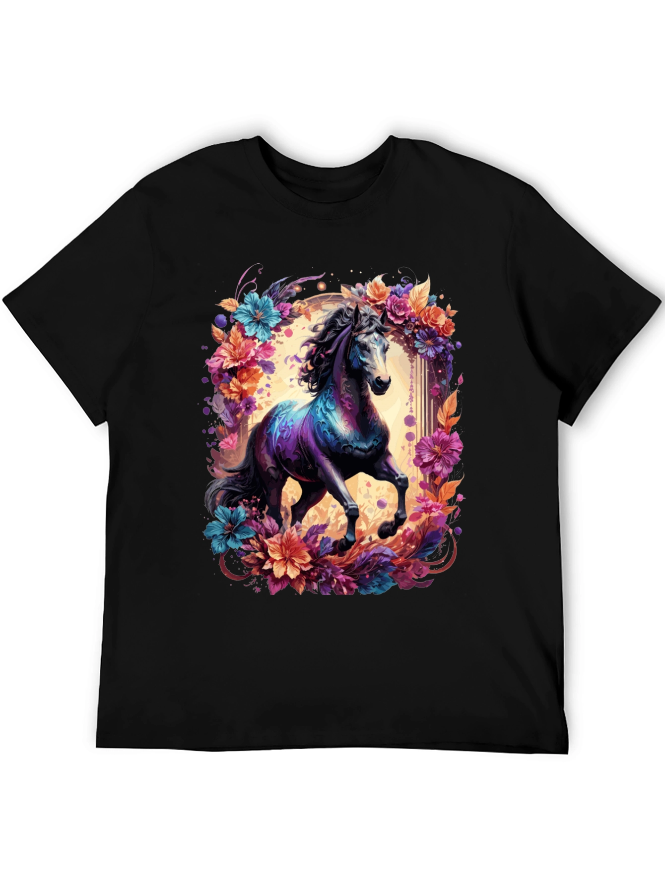Floral Horse Graphic Tee - Unique Design