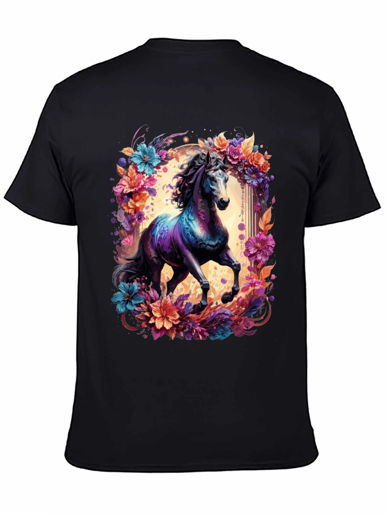 Floral Horse Graphic Tee - Unique Design