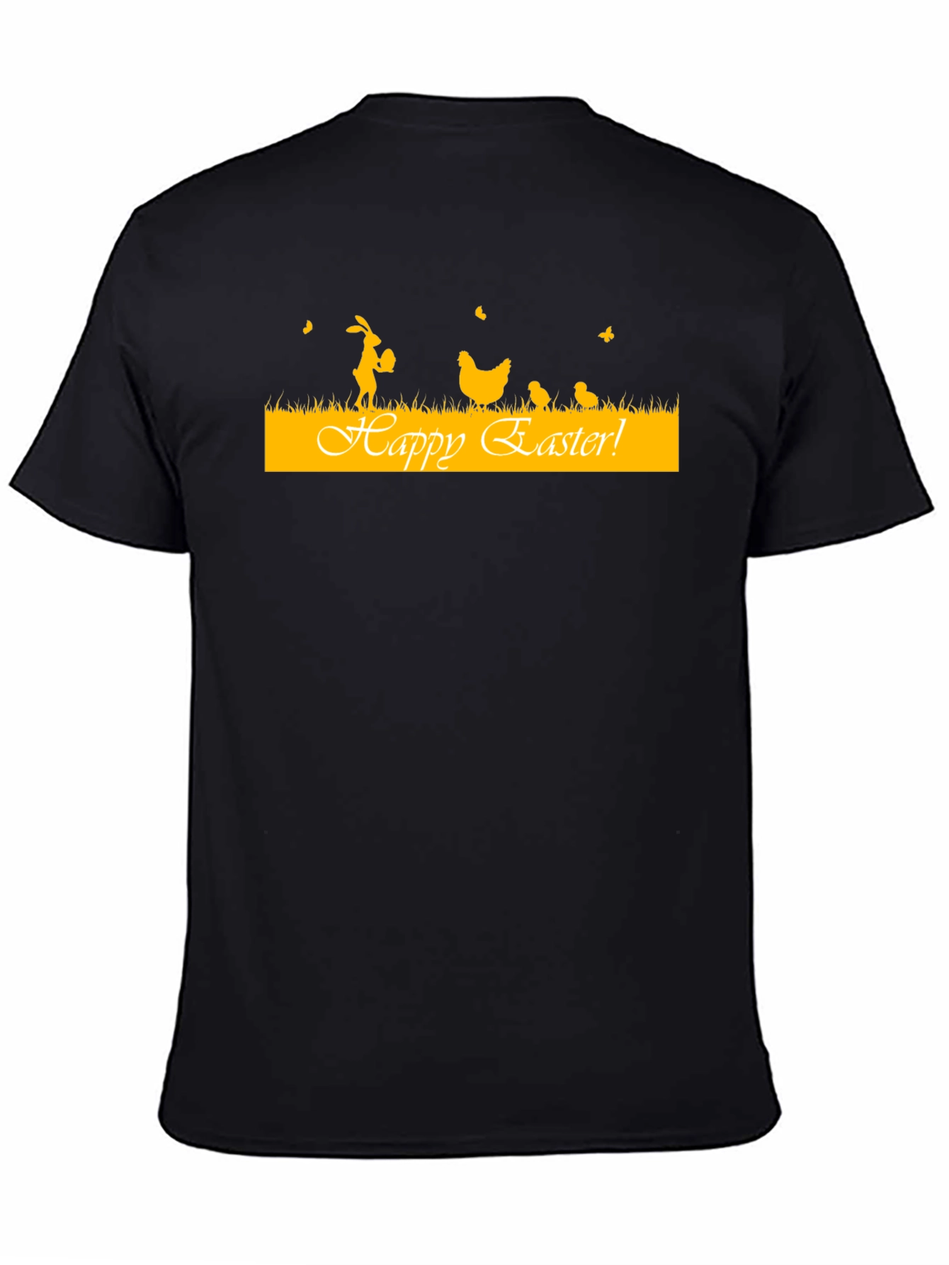 Happy Easter T-Shirt: Rabbit Chickens Black