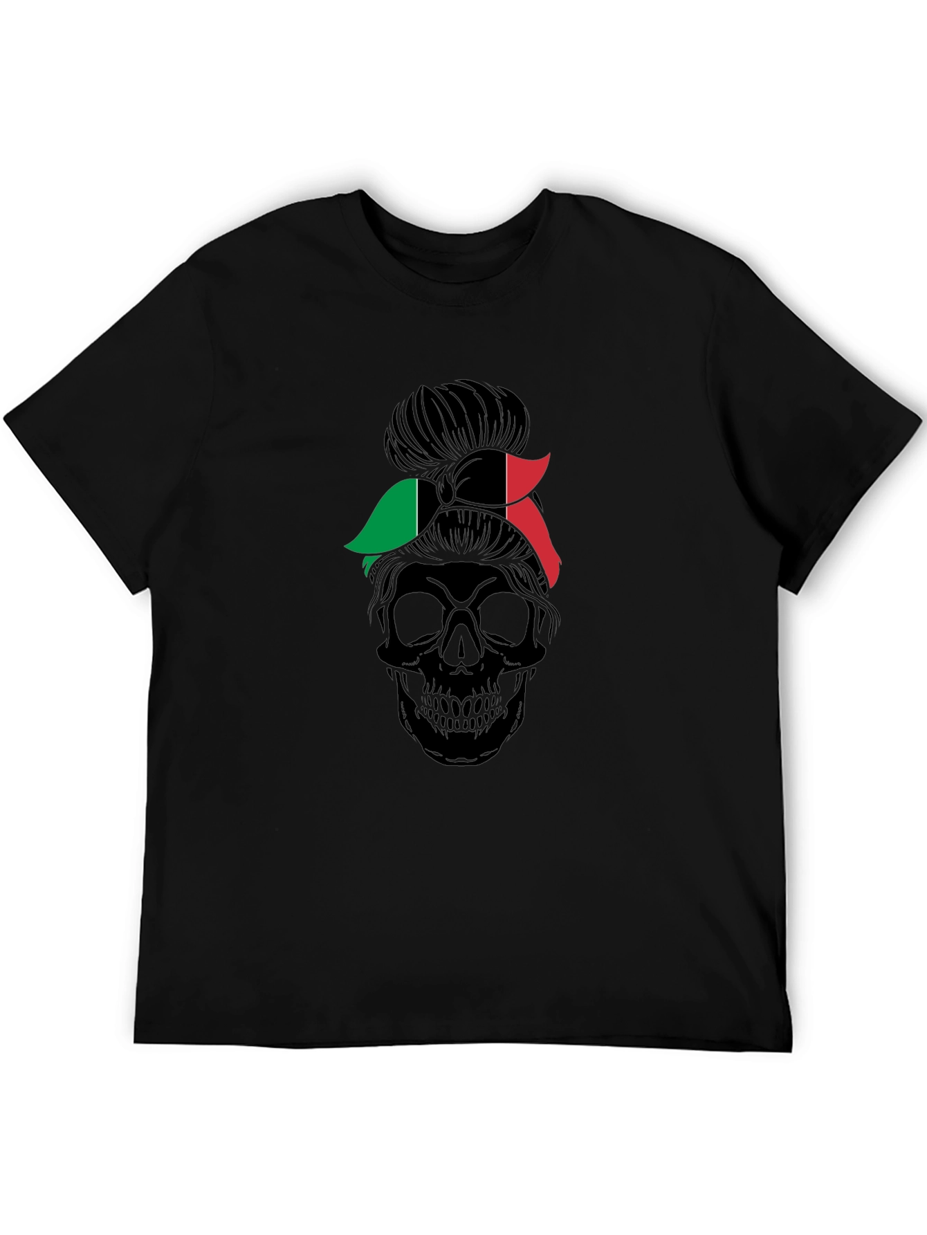 Italian Flag Messy Bun Skull T-Shirt