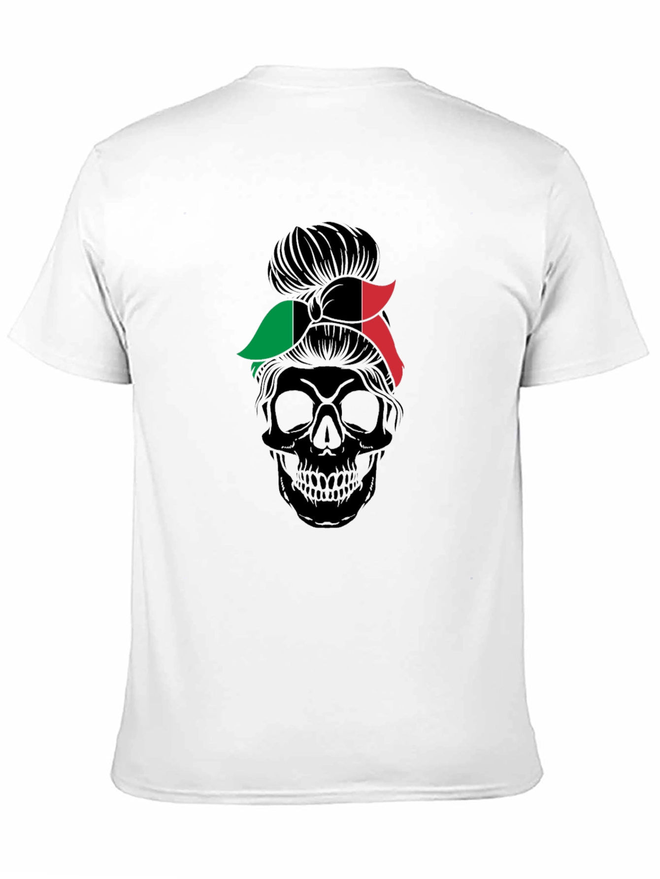 Italian Flag Messy Bun Skull T-Shirt