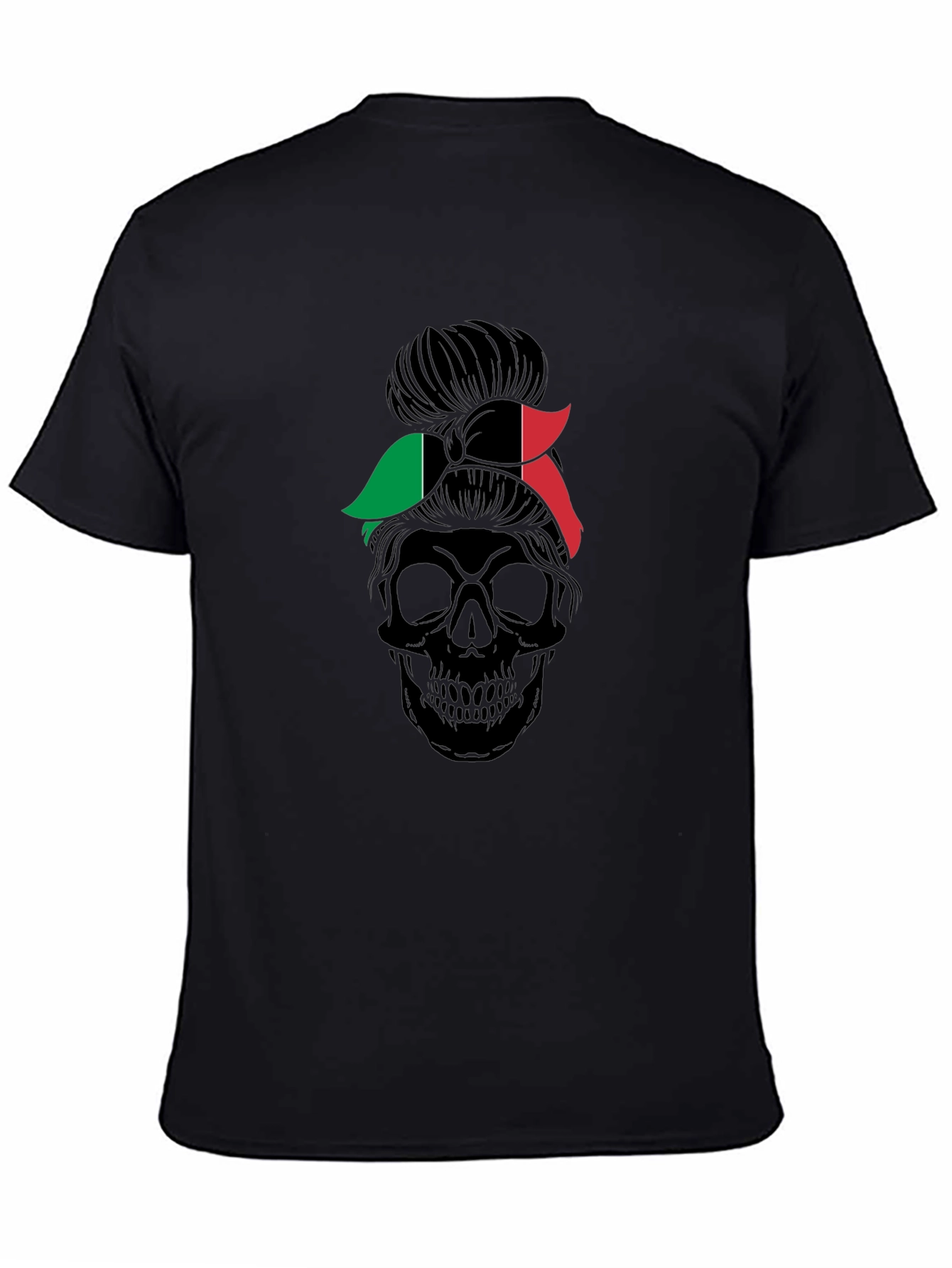 Italian Flag Messy Bun Skull T-Shirt
