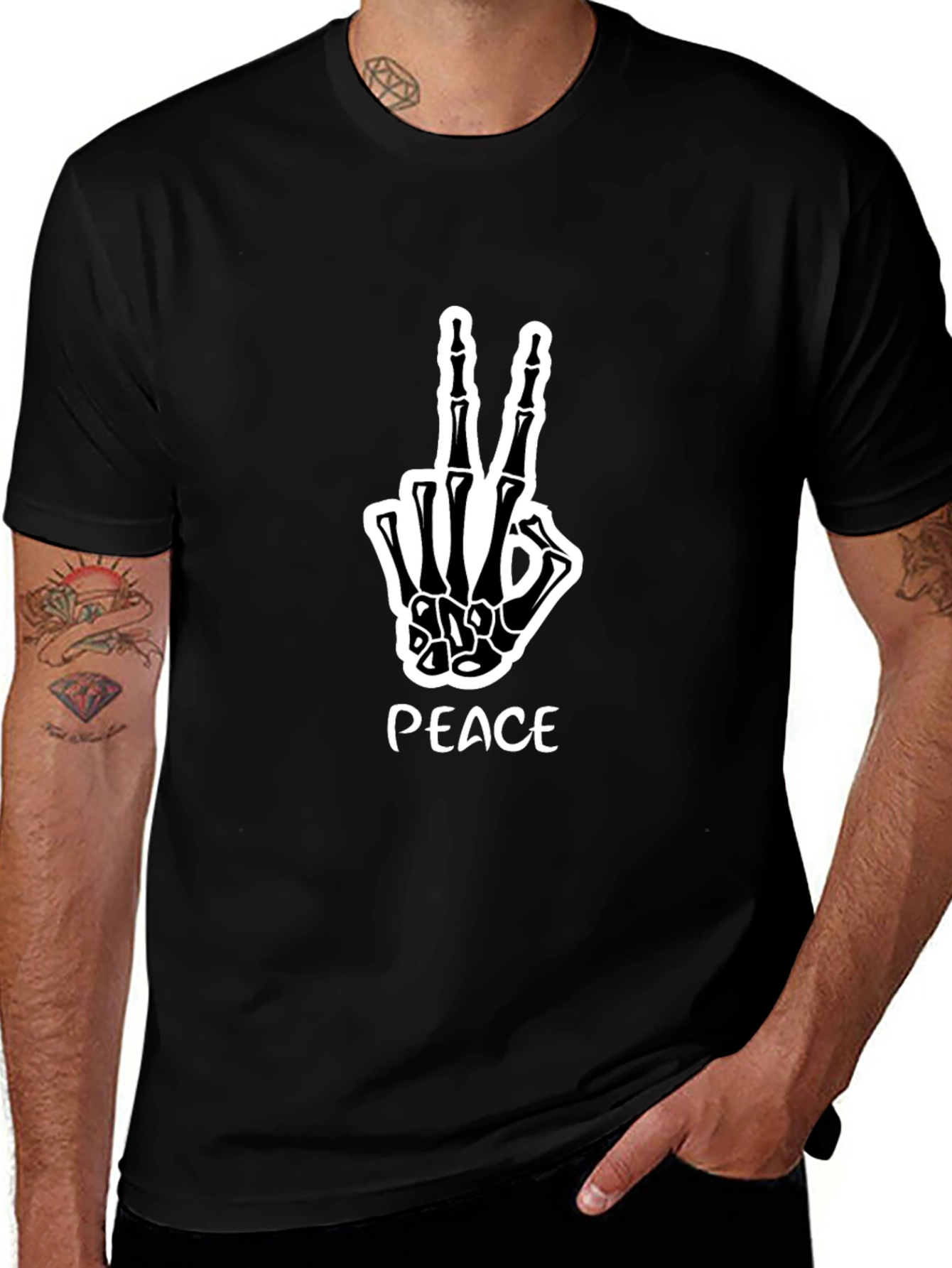 Peace Skeleton Hand Graphic Tee