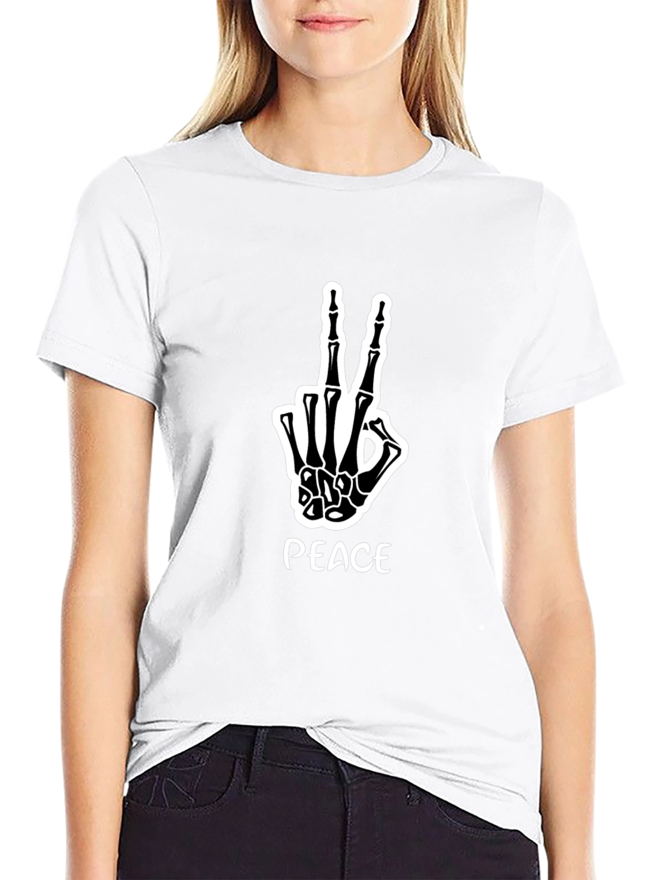 Peace Skeleton Hand Graphic Tee
