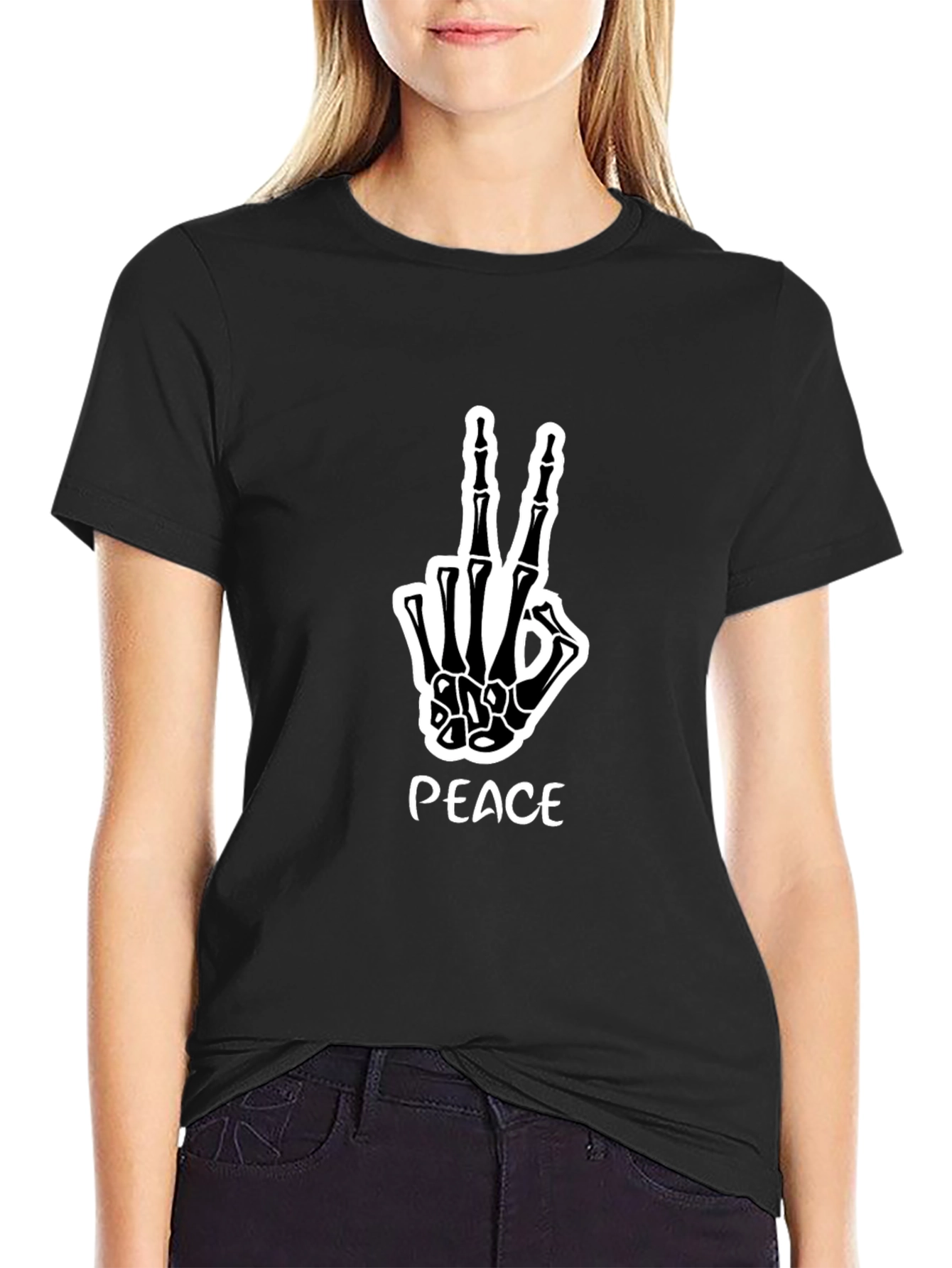 Peace Skeleton Hand Graphic Tee
